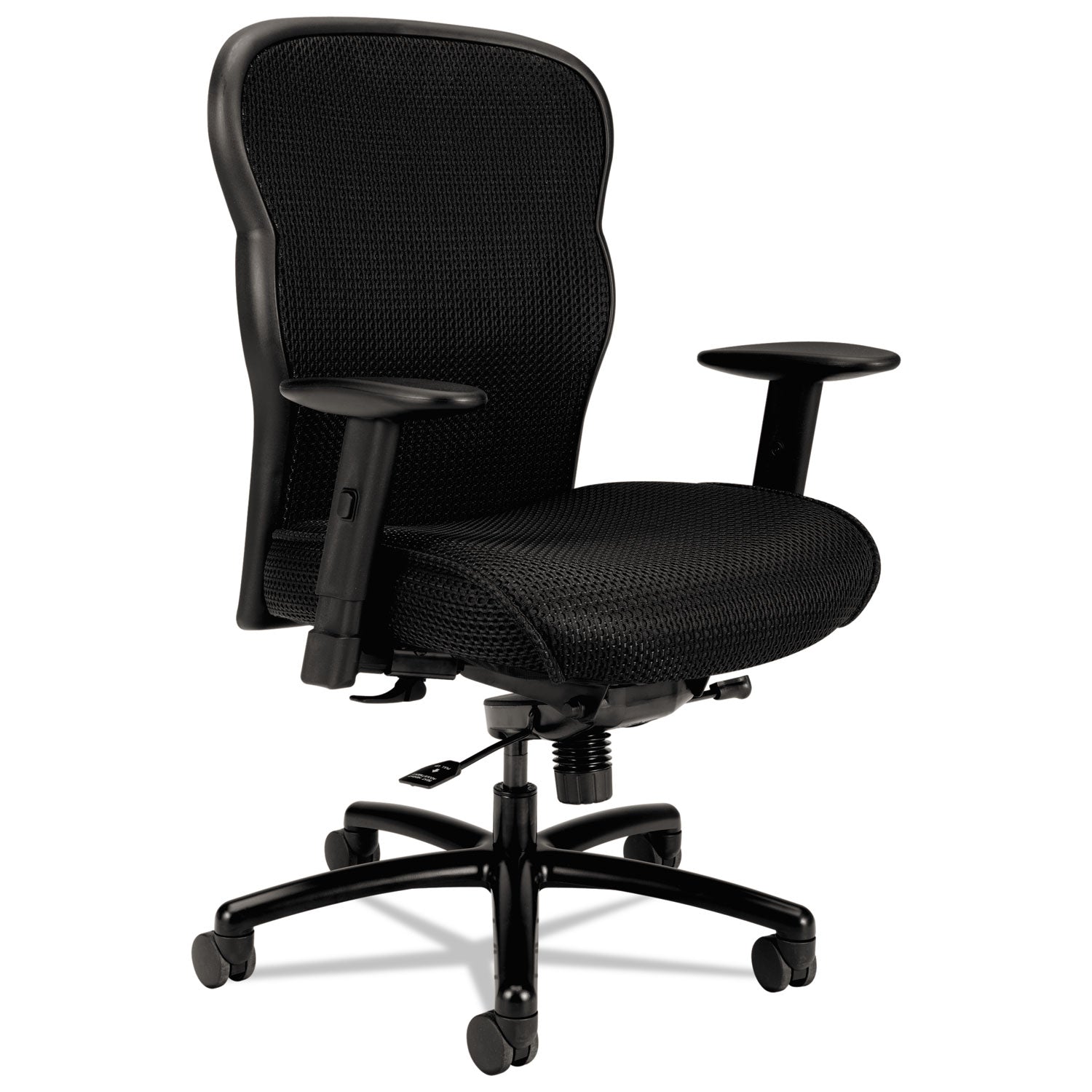 Wave Mesh Big and Tall Chair, Supports Up to 450 lb, 19.25" to 22.25" Seat Height, Black