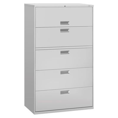 Brigade 600 Series Lateral File, 4 Legal/Letter-Size File Drawers, 1 Roll-Out File Shelf, Light Gray, 42" x 18" x 64.25" Flipcost Flipcost