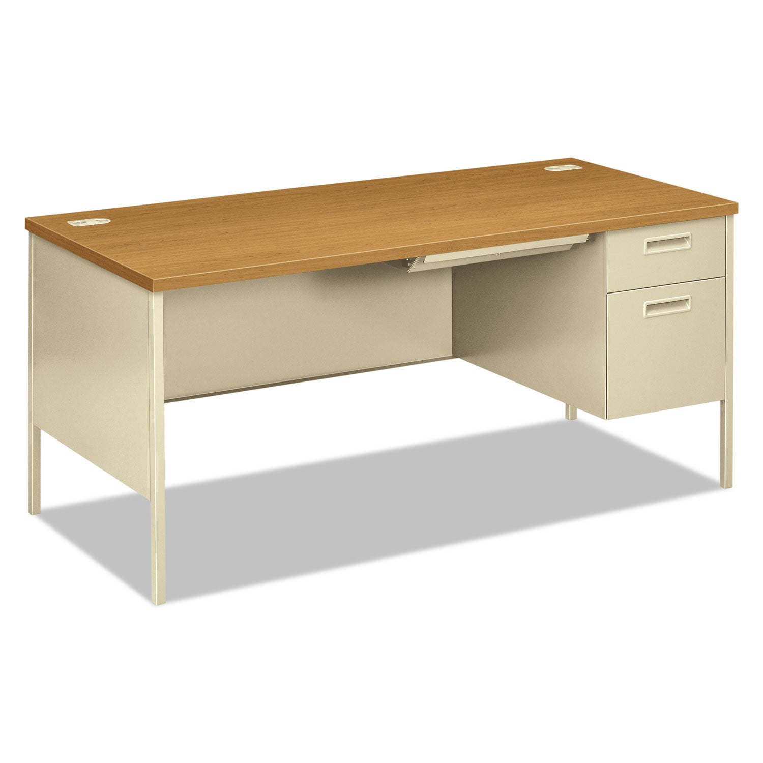 Metro Classic Series Right Pedestal "L" Workstation Desk, 66" x 30" x 29.5", Harvest/Putty