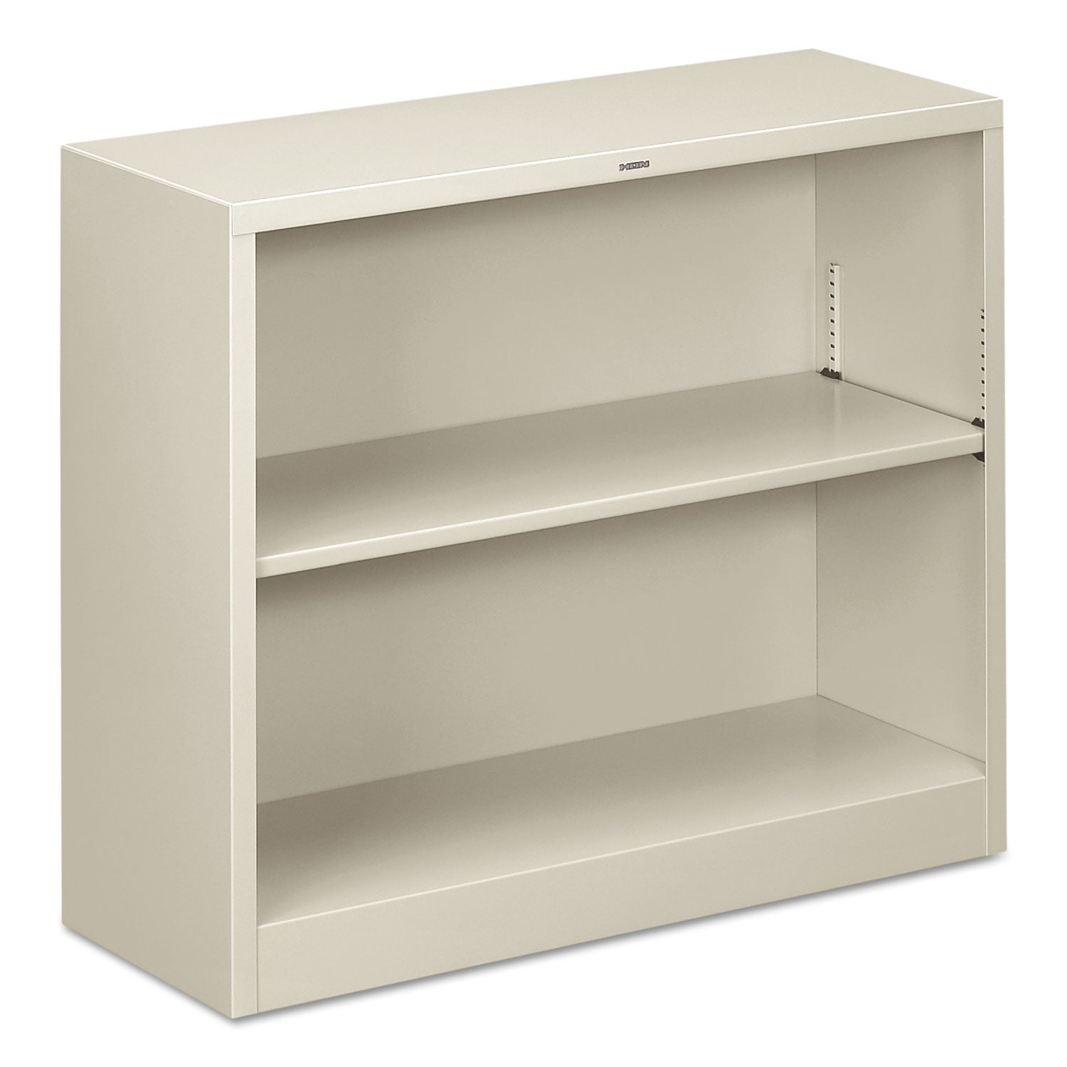 Metal Bookcase, Two-Shelf, 34.5w x 12.63d x 29h, Light Gray