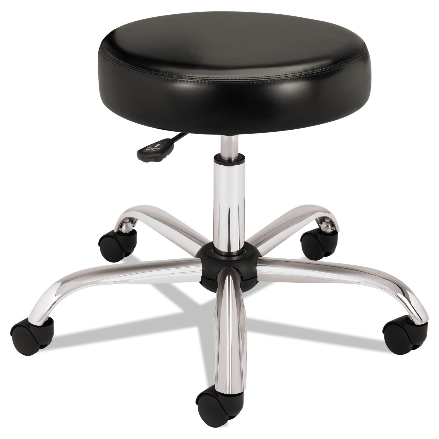 Adjustable Task/Lab Stool, Backless, Supports Up to 250 lb, 17.25" to 22" Seat Height, Black Seat, Steel Base