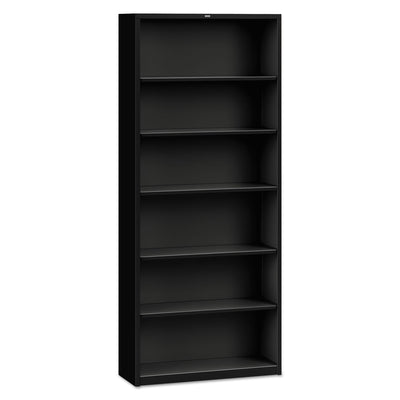 Metal Bookcase, Six-Shelf, 34.5w x 12.63d x 81.13h, Black Flipcost Flipcost