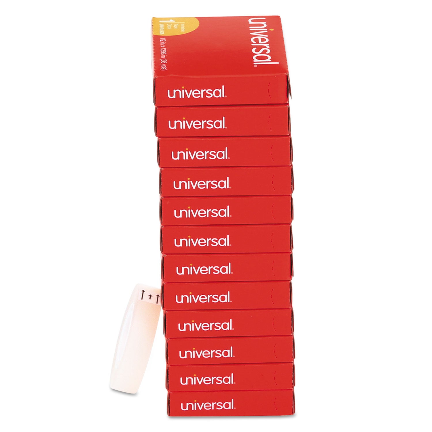 Universal® Invisible Tape, 1" Core, 0.5" x 36 yds, Clear, 12/Pack