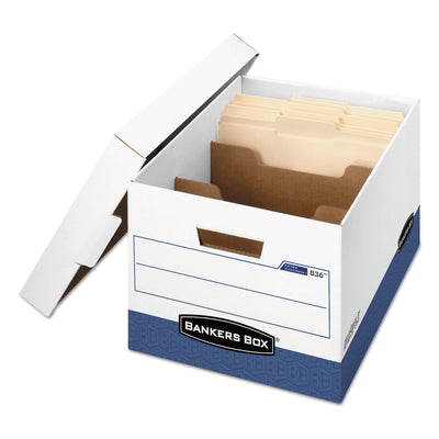 R-KIVE Heavy-Duty Storage Boxes with Dividers, Letter/Legal Files, 12.75" x 16.5" x 10.38", White/Blue, 12/Carton Flipcost Flipcost