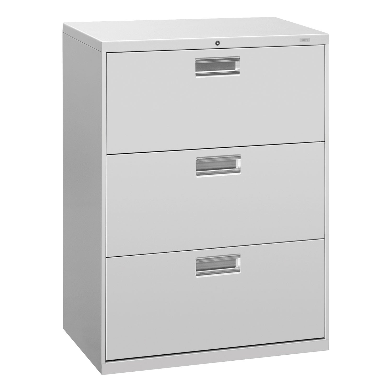 Brigade 600 Series Lateral File, 3 Legal/Letter-Size File Drawers, Light Gray, 30" x 18" x 39.13"