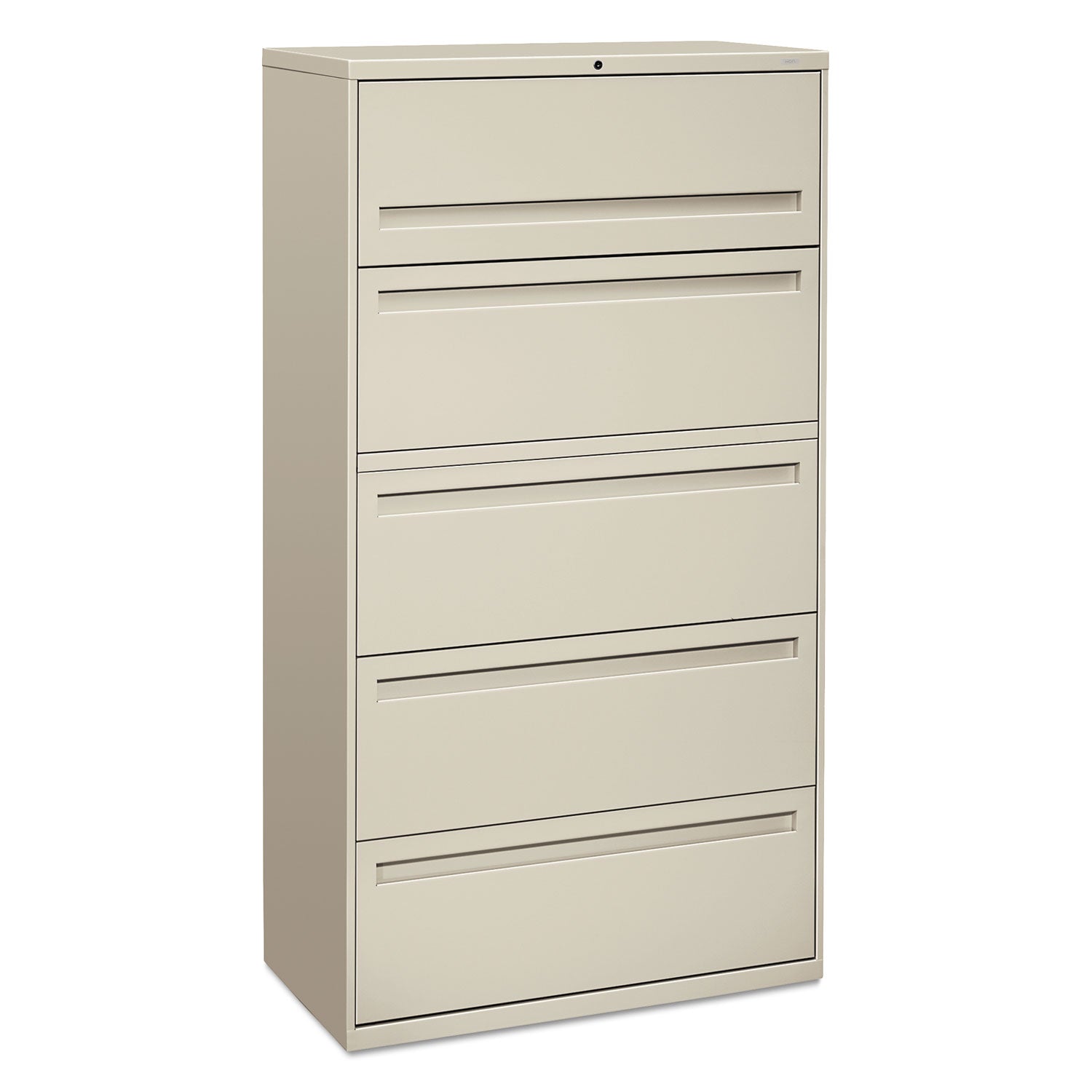 Brigade 700 Series Lateral File, 4 Legal/Letter-Size File Drawers, 1 File Shelf, 1 Post Shelf, Light Gray, 36" x 18" x 64.25"