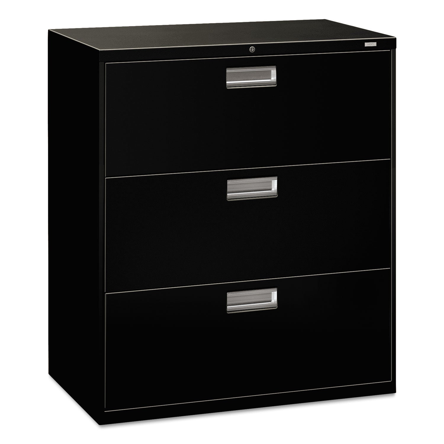 Brigade 600 Series Lateral File, 3 Legal/Letter-Size File Drawers, Black, 36" x 18" x 39.13"