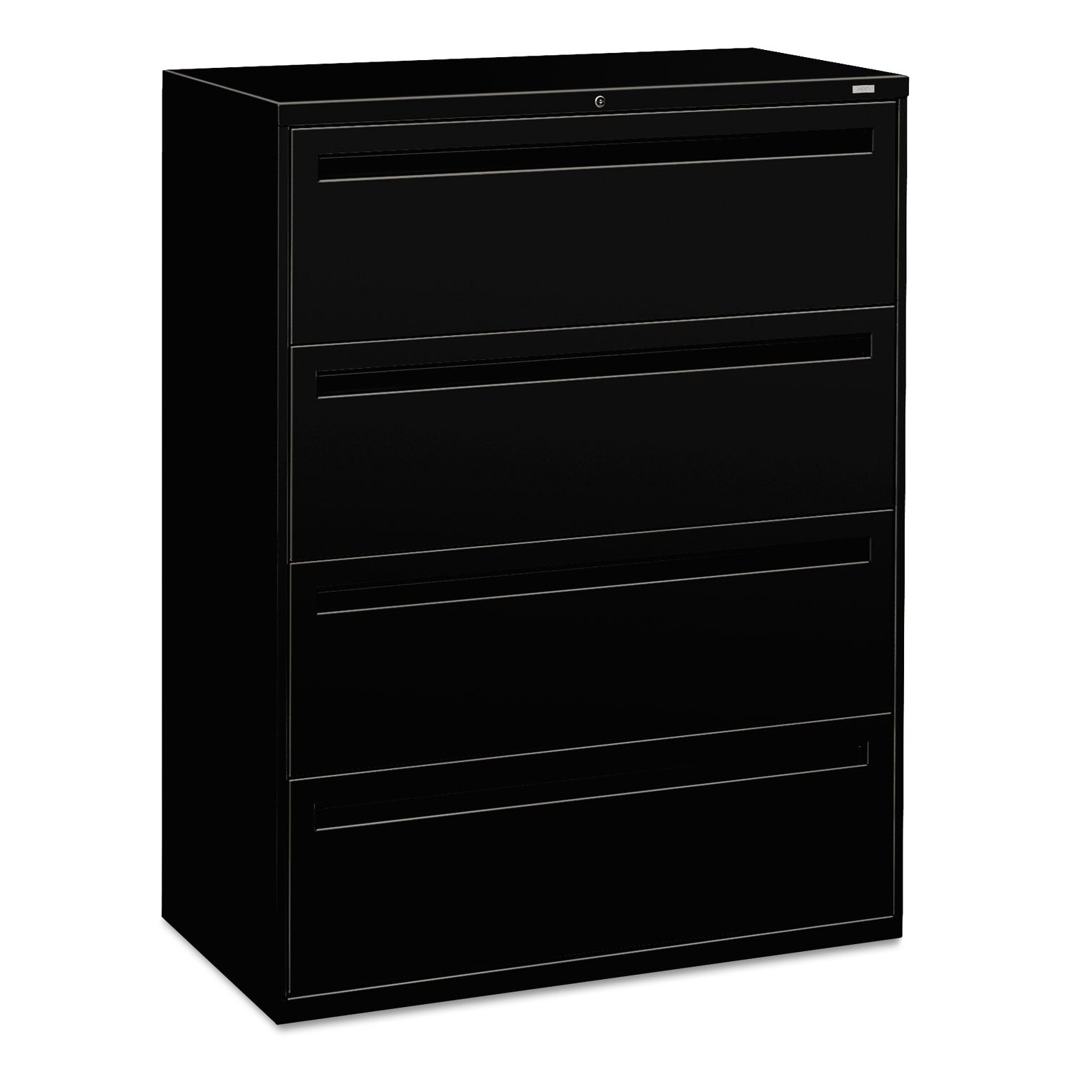 Brigade 700 Series Lateral File, 4 Legal/Letter-Size File Drawers, Black, 42" x 18" x 52.5"