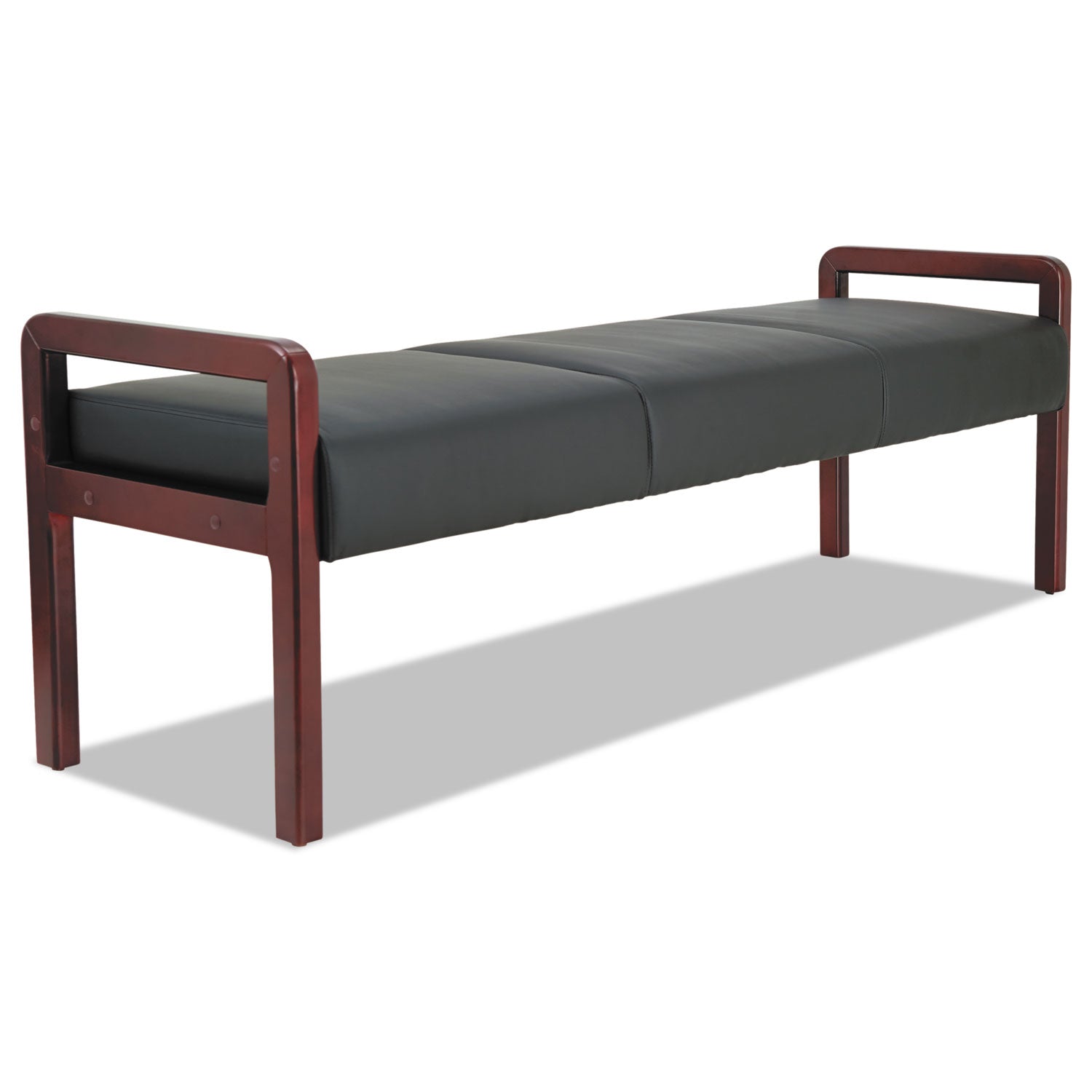 Alera® Alera Reception Lounge WL Series Bench, Three-Seater, 65.75w x 22.25d x 22.88h, Black/Mahogany