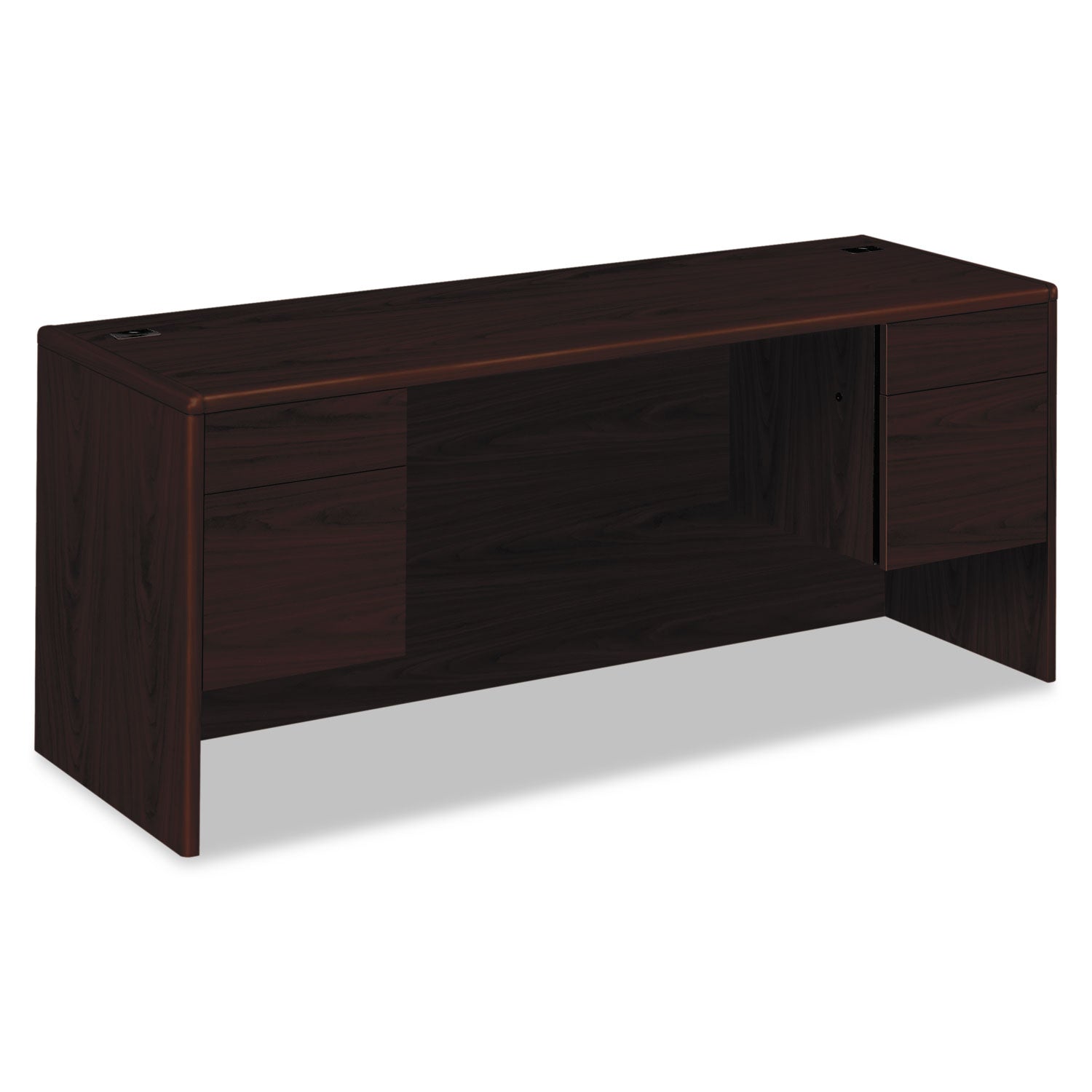 10700 Kneespace Credenza, 3/4 Height Pedestals, 72w x 24d x 29.5h, Mahogany