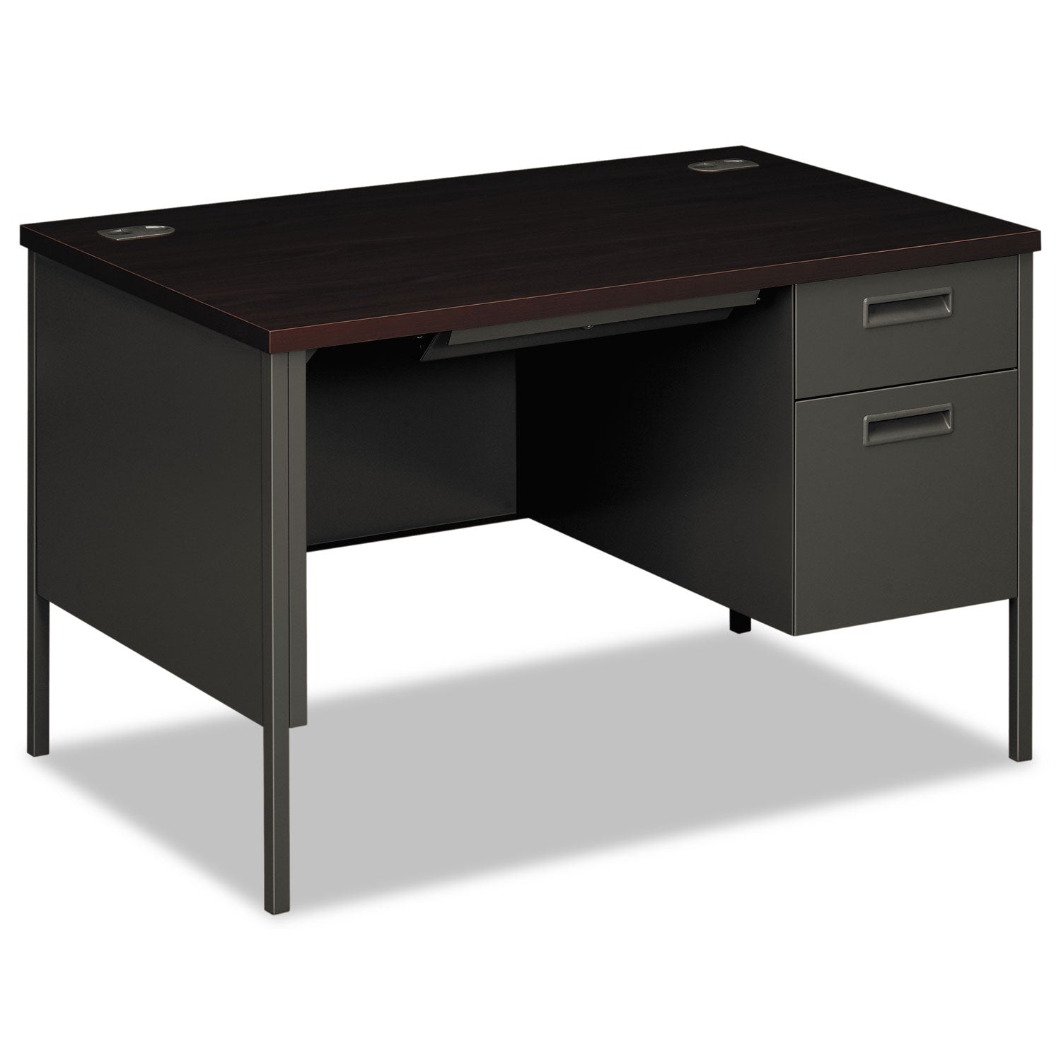 Metro Classic Series Right Pedestal Desk, 48" x 30" x 29.5", Mahogany/Charcoal