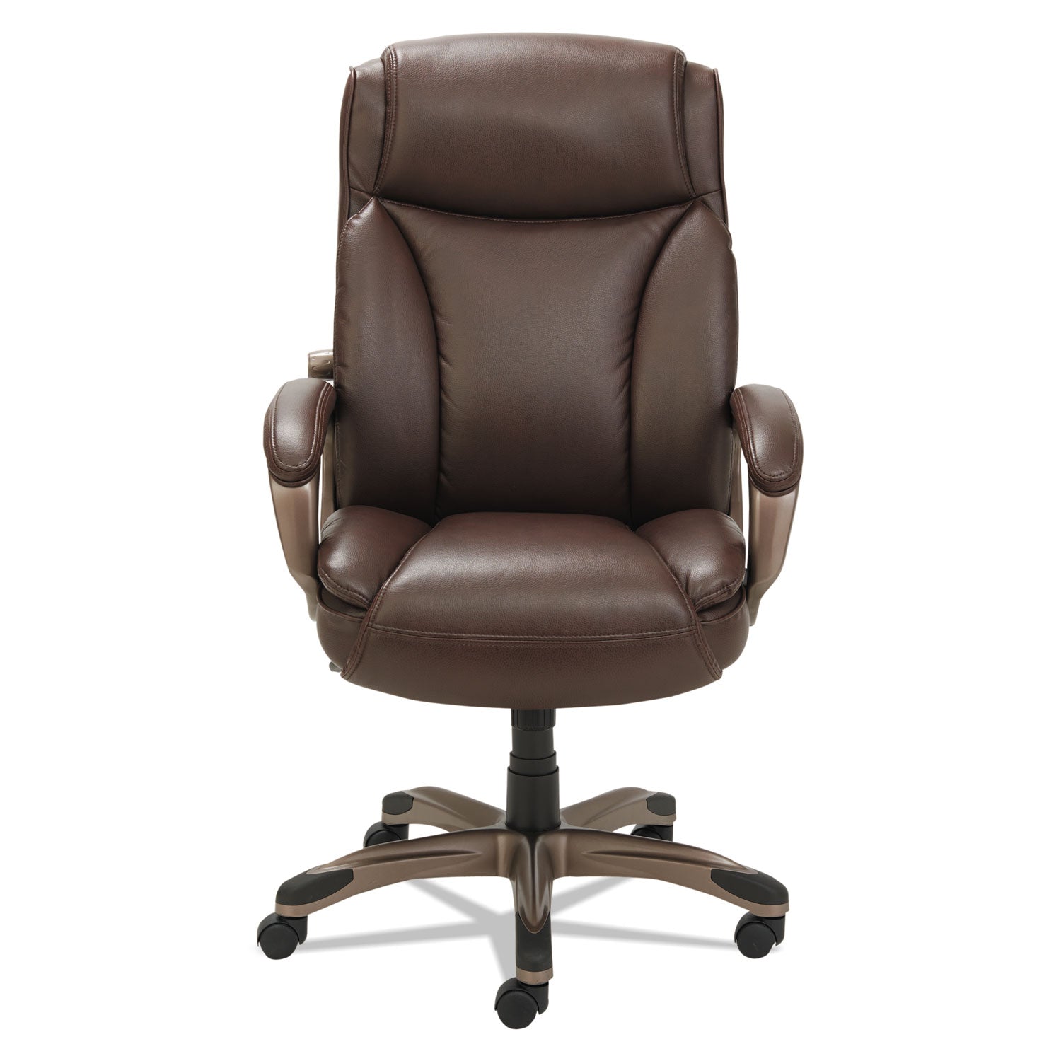 Alera® Alera Veon Series Executive High-Back Bonded Leather Chair, Supports Up to 275 lb, Brown Seat/Back, Bronze Base