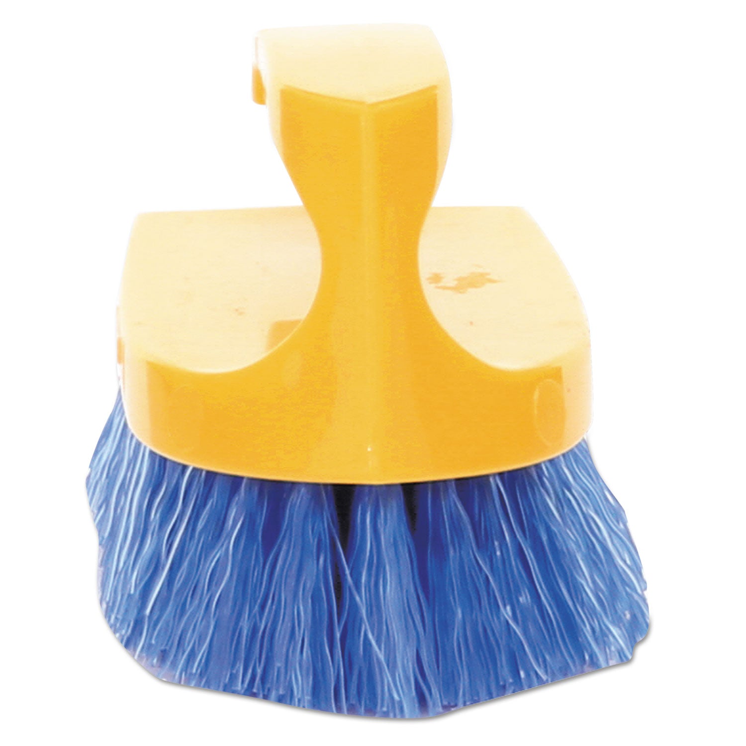 Rubbermaid® Commercial Iron-Shaped Handle Scrub Brush, Blue Polypropylene Bristles, 6" Brush, 6" Yellow Plastic Handle