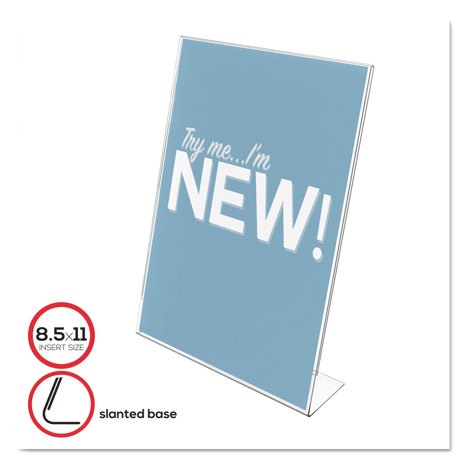 Classic Image Slanted Sign Holder, Portrait, 8.5 x 11 Insert, Clear