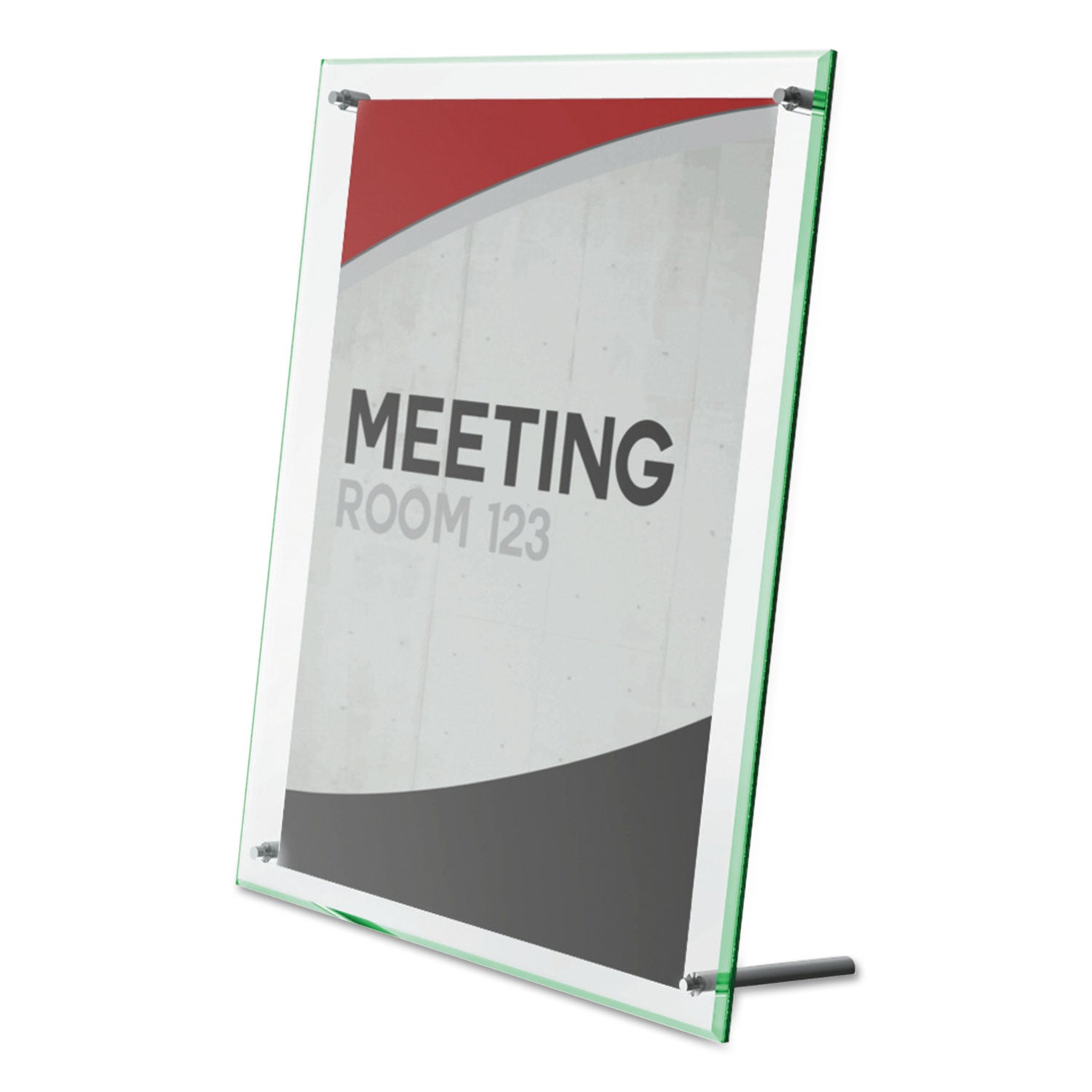 deflecto® Superior Image Beveled Edge Sign Holder, Letter Insert, Clear/Green-Tinted Edges