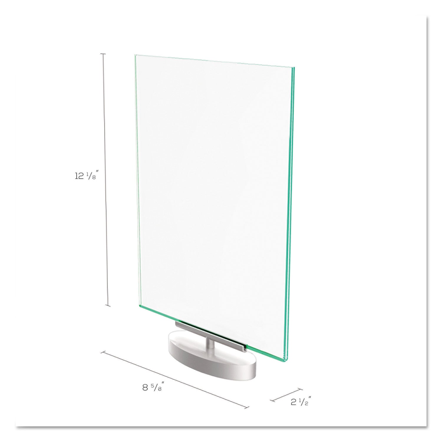 deflecto® Superior Image Swivel Sign Holder w/Green Edge, 8.5 x 11 Insert, Silver Base