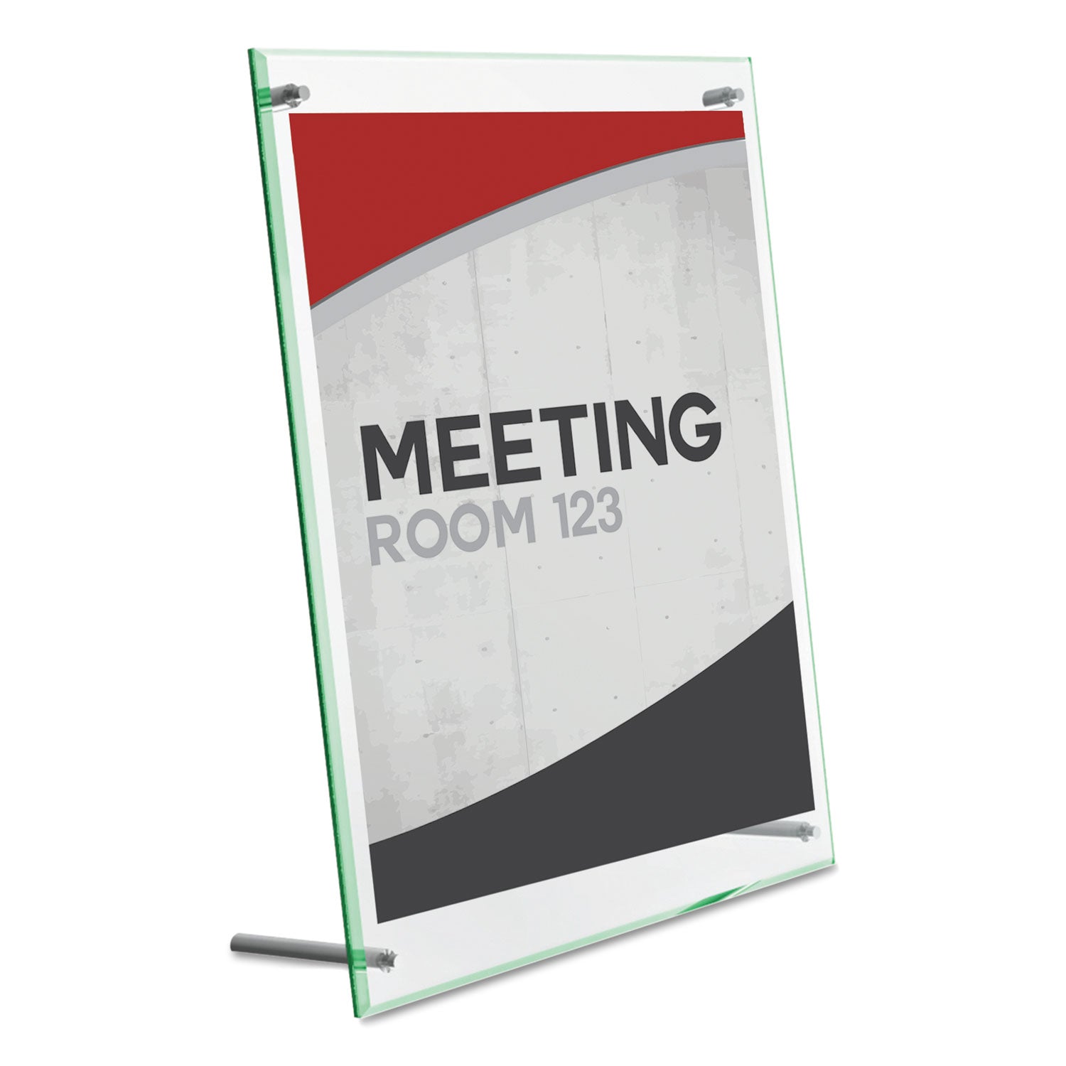 deflecto® Superior Image Beveled Edge Sign Holder, Letter Insert, Clear/Green-Tinted Edges