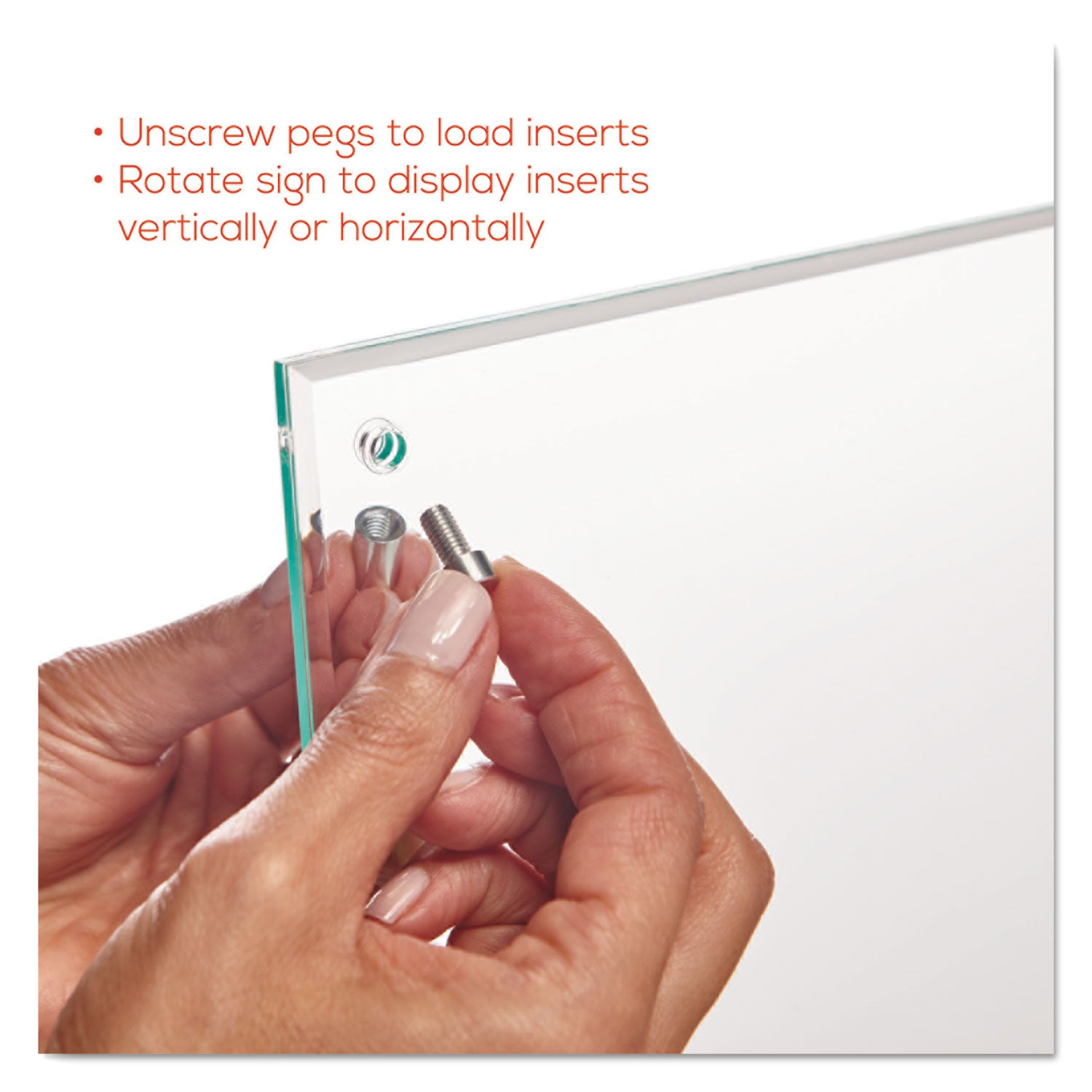 deflecto® Superior Image Beveled Edge Sign Holder, Letter Insert, Clear/Green-Tinted Edges