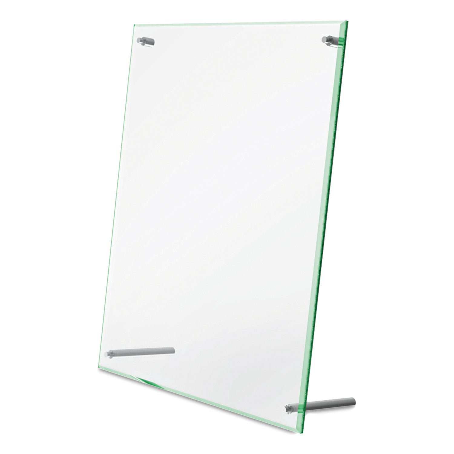 deflecto® Superior Image Beveled Edge Sign Holder, Letter Insert, Clear/Green-Tinted Edges