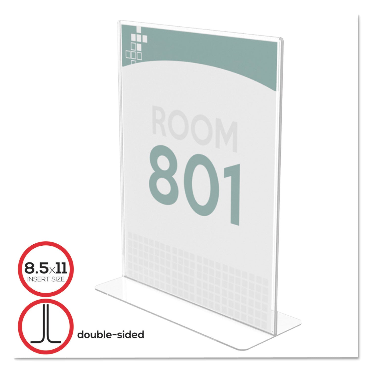 Superior Image Double Sided Sign Holder, 8.5 x 11 Insert, Clear