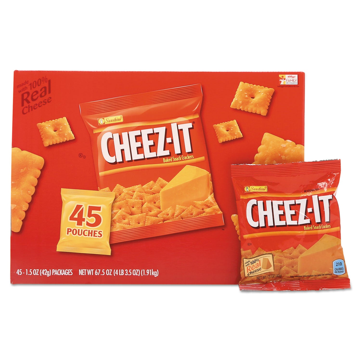 Cheez-it Crackers, Original, 1.5 oz Pack, 45 Packs/Carton