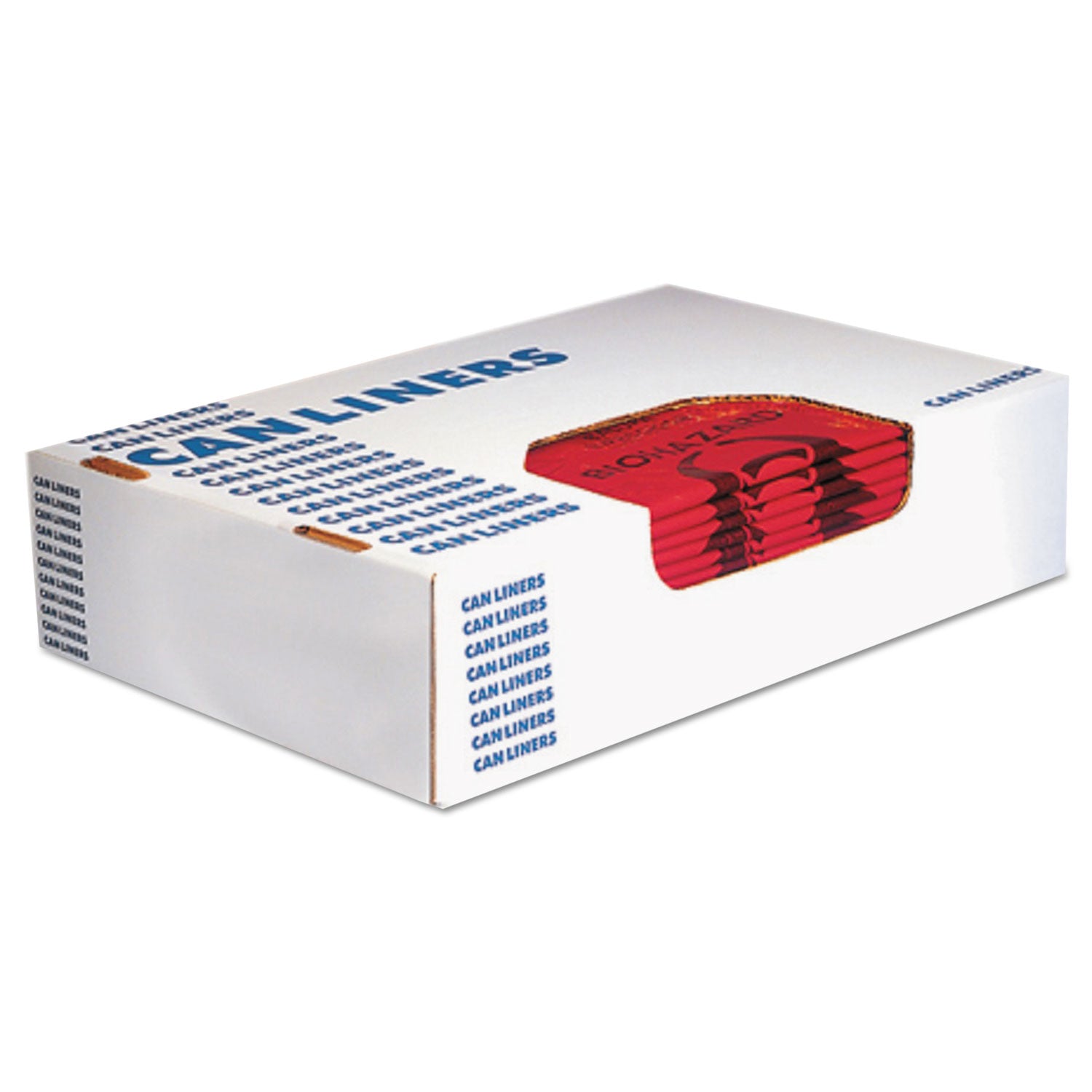 Healthcare Biohazard Printed Can Liners, Biohazard Infectious Waste, 10 gal, 1.3 mil, 24" x 23", Red, Flat Pack, 500/Carton