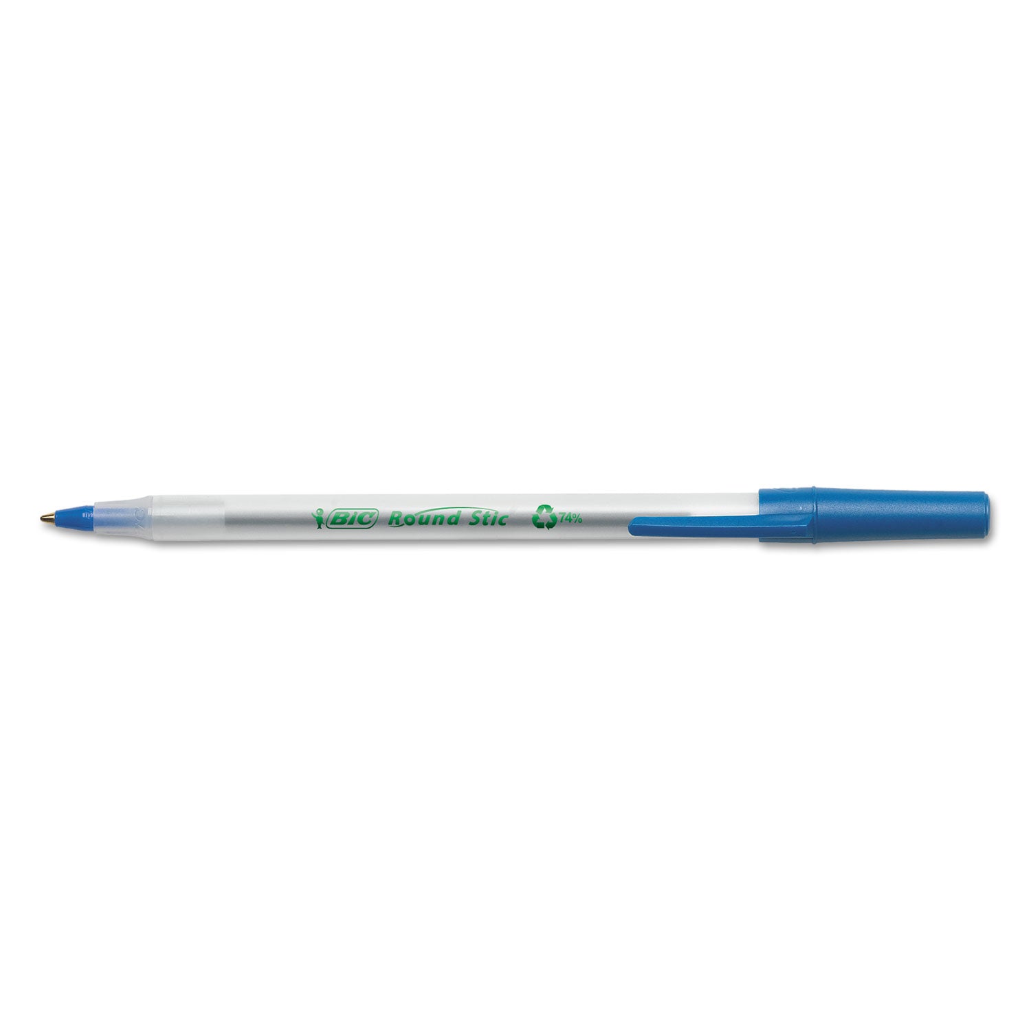 BIC® Ecolutions Round Stic Ballpoint Pen Value Pack, Stick, Medium 1 mm, Blue Ink, Clear Barrel, 50/Pack