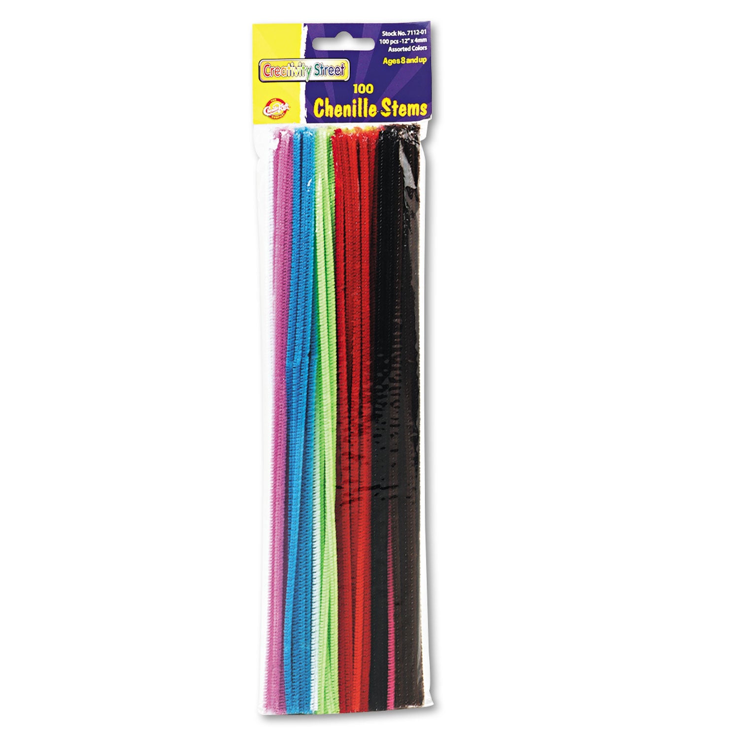 Regular Stems, 12" x 4 mm, Metal Wire, Polyester, Assorted, 100/Pack