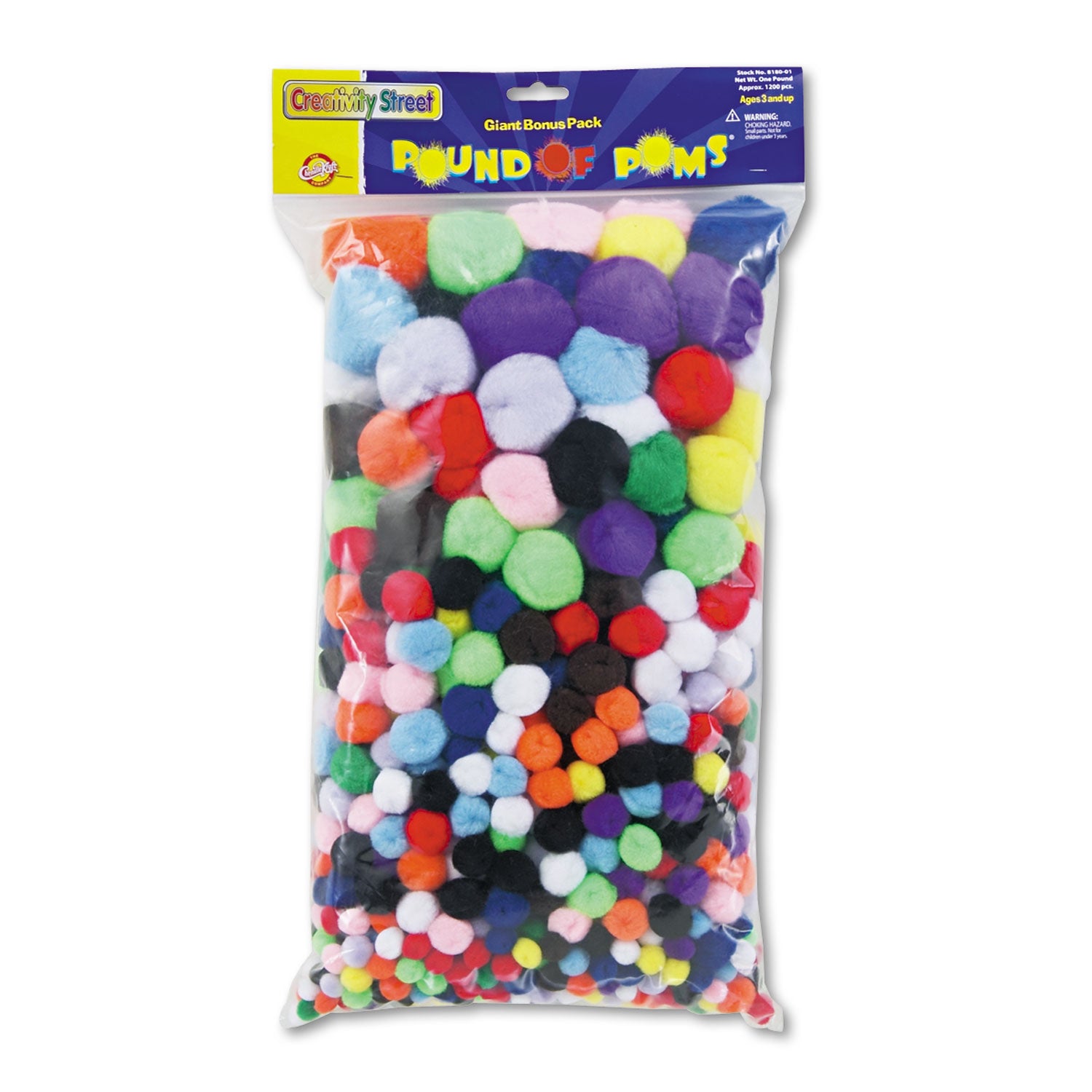 Pound of Poms Giant Bonus Pack, Assorted Colors, 1,000/Pack