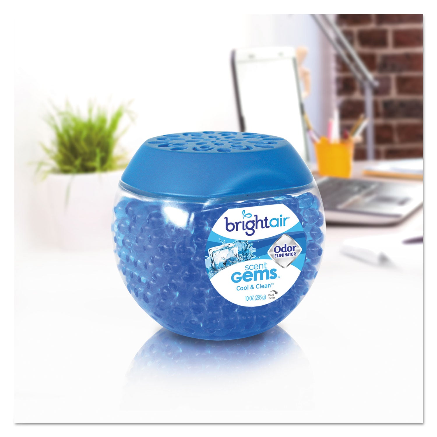 BRIGHT Air® Scent Gems Odor Eliminator, Cool and Clean, Blue, 10 oz Jar, 6/Carton