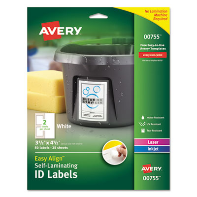 Self-Laminating ID Labels, Inkjet/Laser Printers, 3.5 x 4.5, White, 2/Sheet, 25 Sheets/Pack Flipcost Flipcost