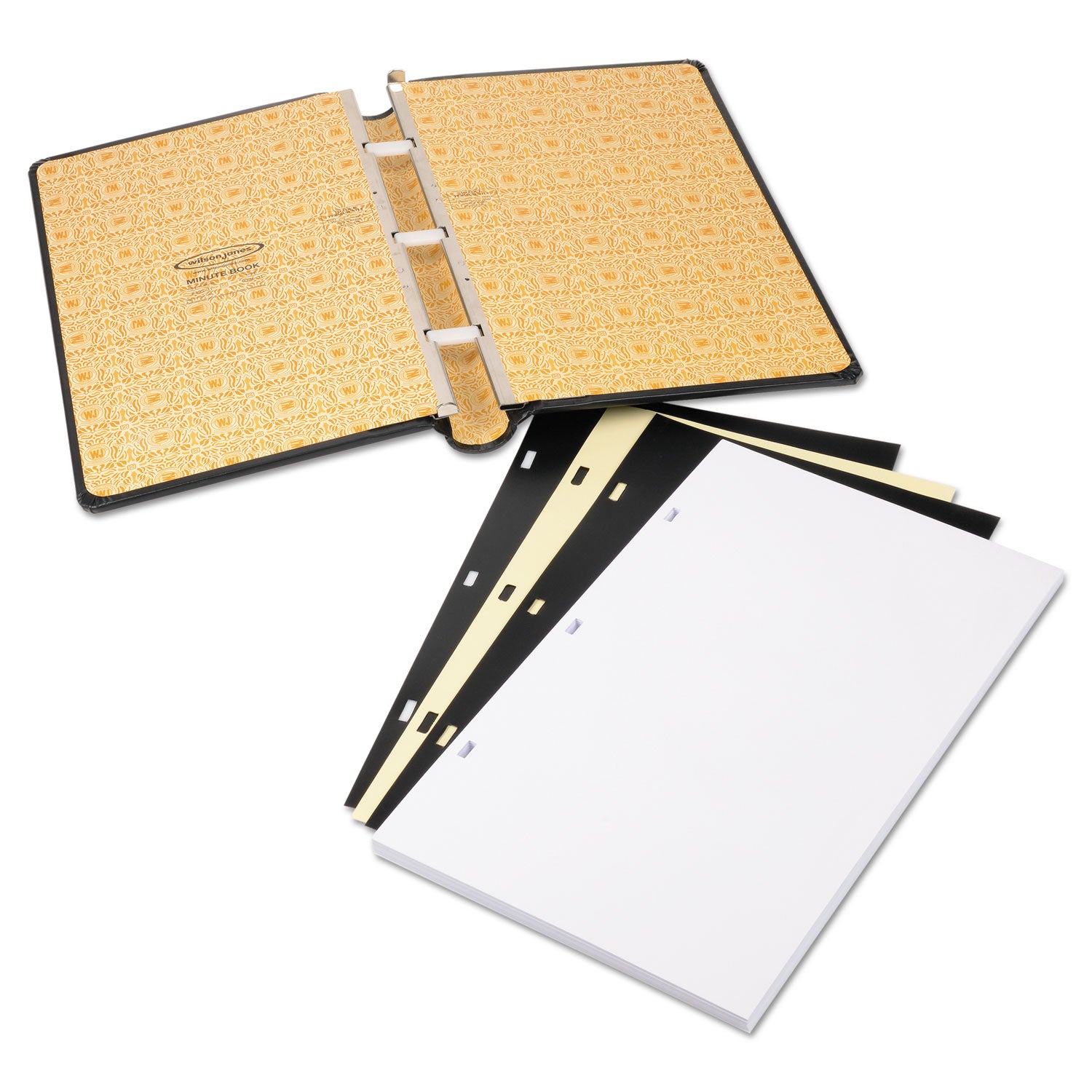 Wilson Jones® Looseleaf Corporation Minute Book, 1-Subject, Unruled, Black/Gold Cover, (250) 14 x 8.5 Sheets