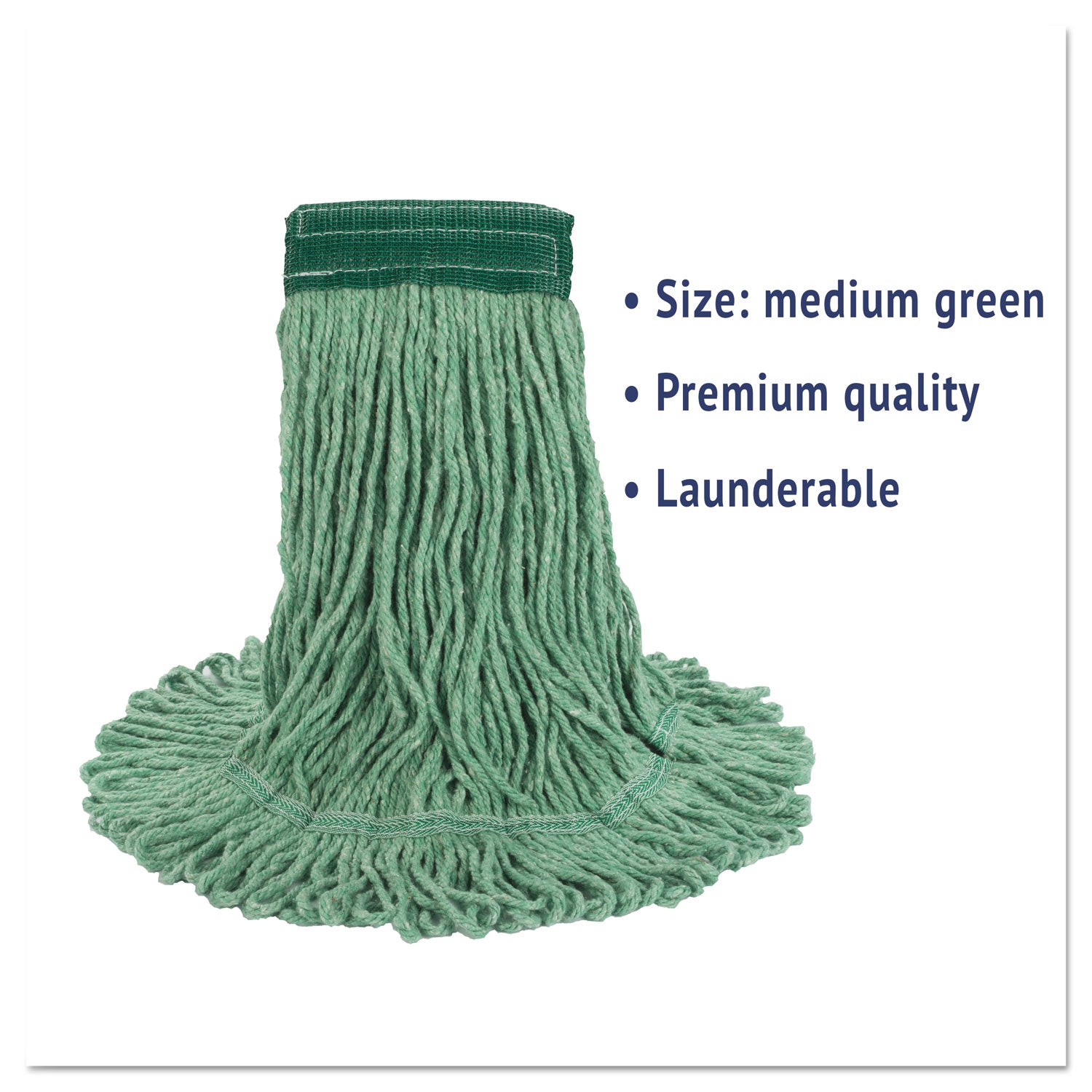 Boardwalk® Super Loop Wet Mop Head, Cotton/Synthetic Fiber, 5" Headband, Medium Size, Green