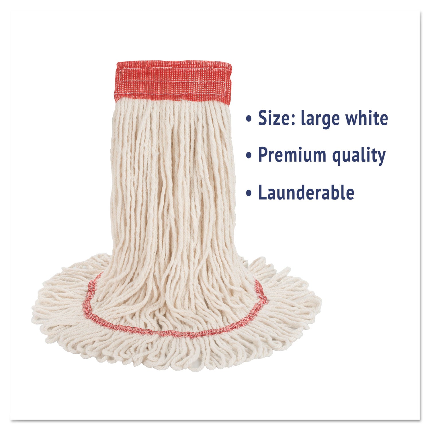 Boardwalk® Super Loop Wet Mop Head, Cotton/Synthetic Fiber, 5" Headband, Large Size, White