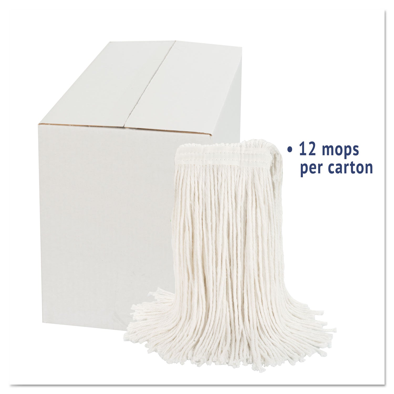 Boardwalk® Cut-End Wet Mop Head, Rayon, No. 20, White, 12/Carton