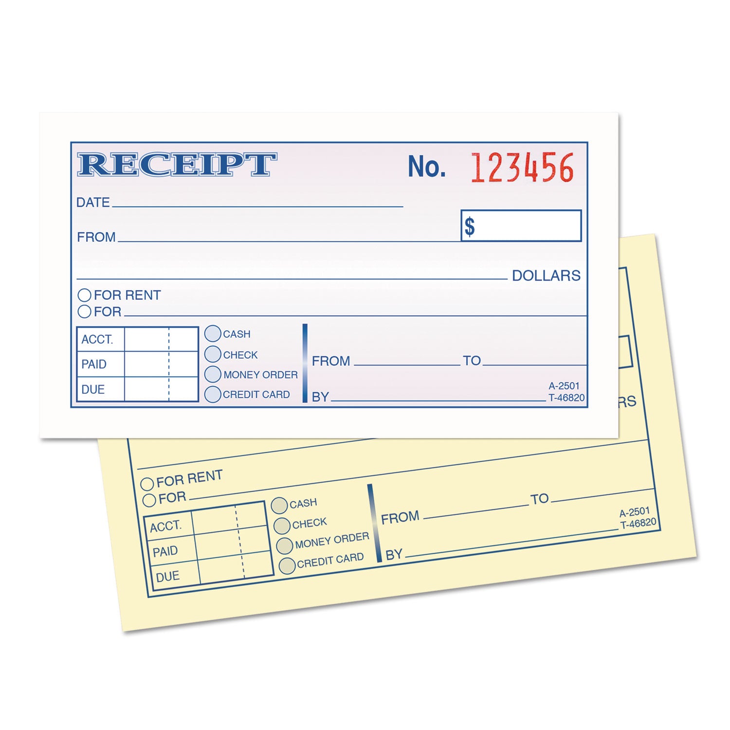 TOPS™ Money and Rent Receipt Books, Two-Part Carbonless, 4.78 x 2.75, 50 Forms Total