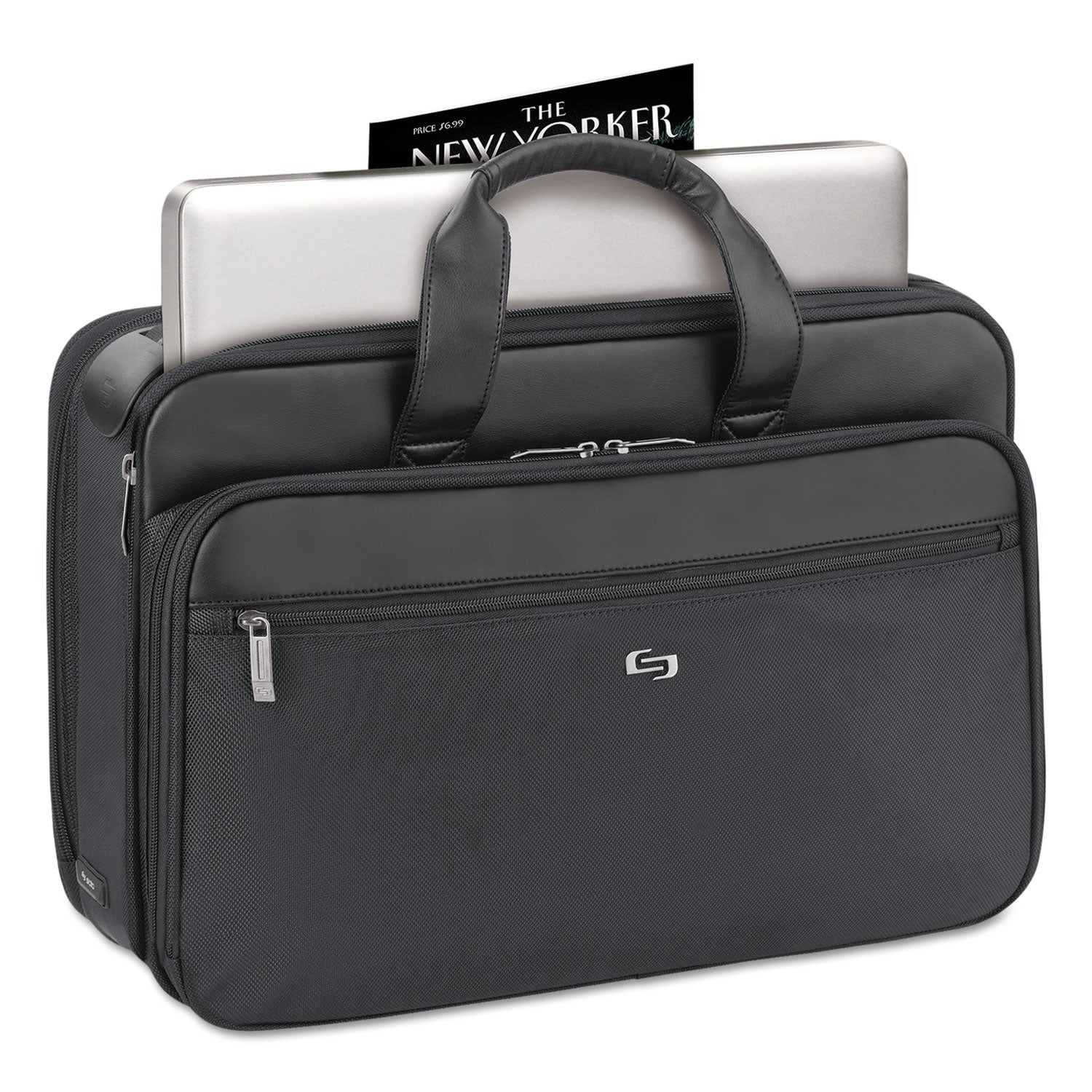 Solo Classic Smart Strap Briefcase, Fits Devices Up to 16", Ballistic Polyester, 17.5 x 5.5 x 12, Black