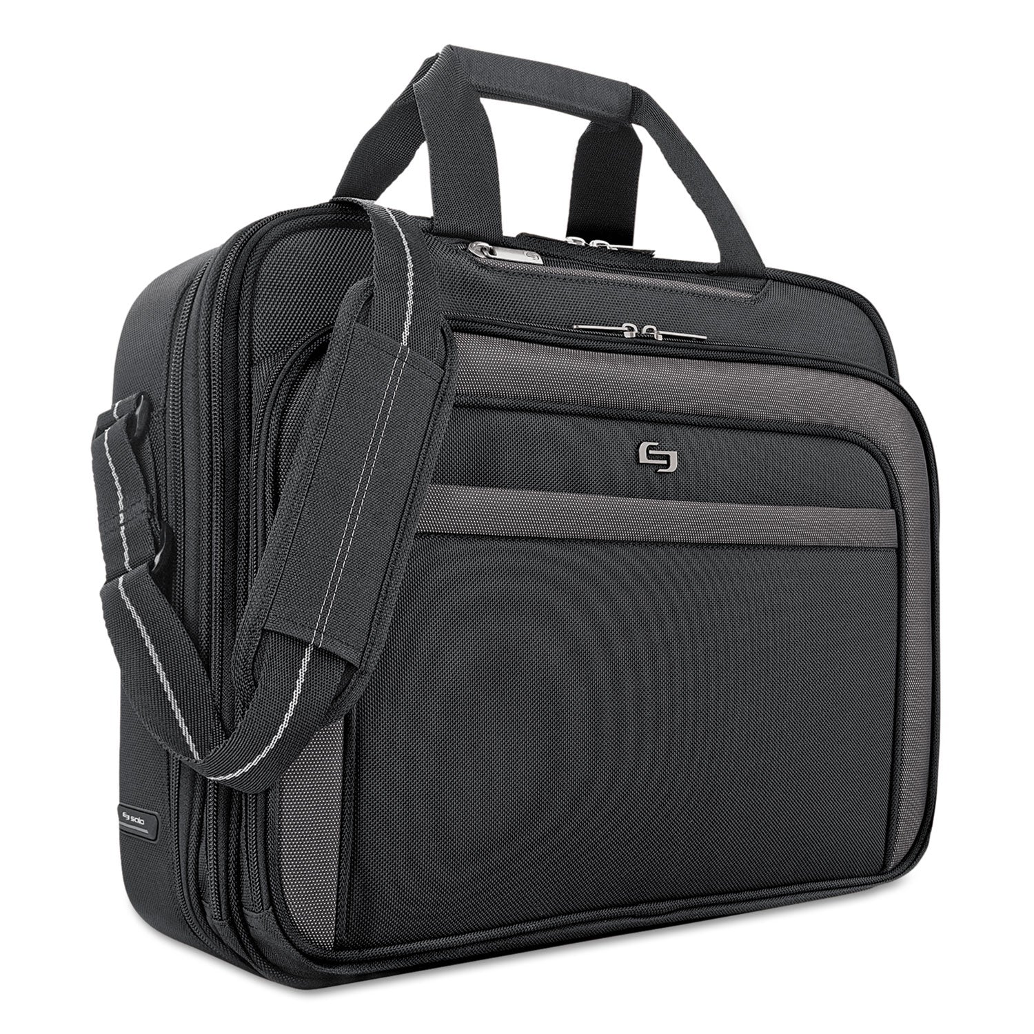 Solo Pro CheckFast Briefcase, Fits Devices Up to 17.3", Polyester, 17 x 5.5 x 13.75, Black