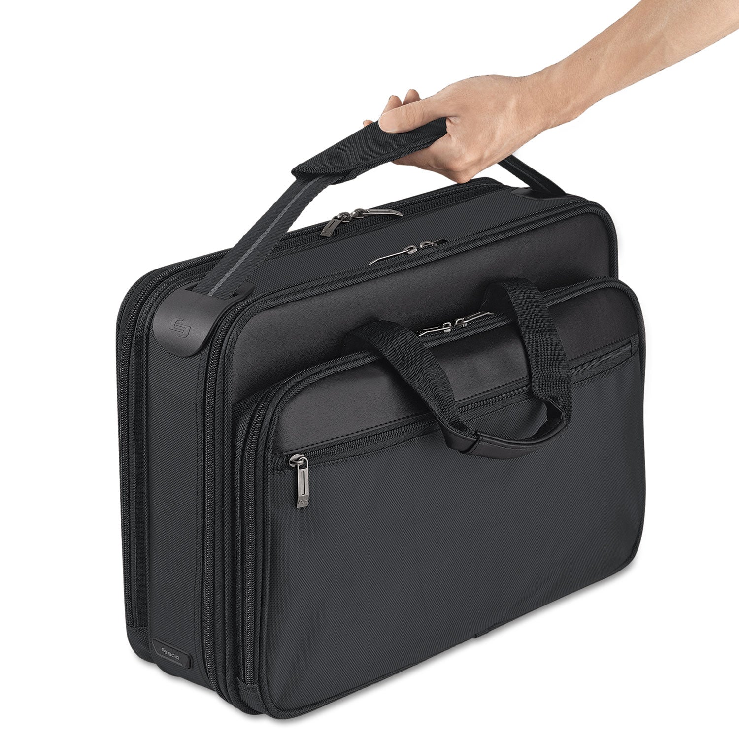 Solo Classic Smart Strap Briefcase, Fits Devices Up to 16", Ballistic Polyester, 17.5 x 5.5 x 12, Black