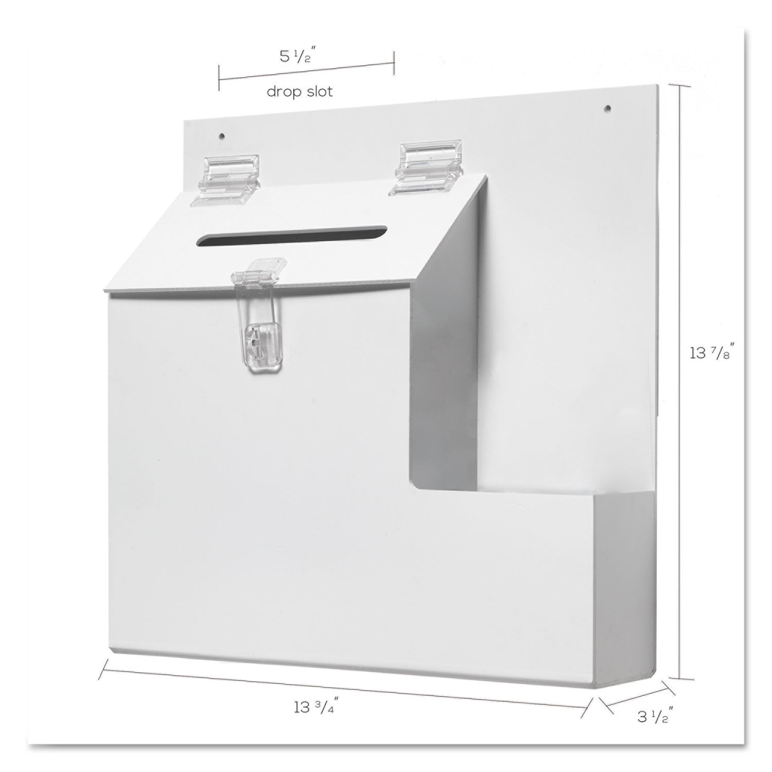 Suggestion Box Literature Holder with Locking Top, 13.75 x 3.63 x 13.94, Plastic, White deflecto® Flipcost