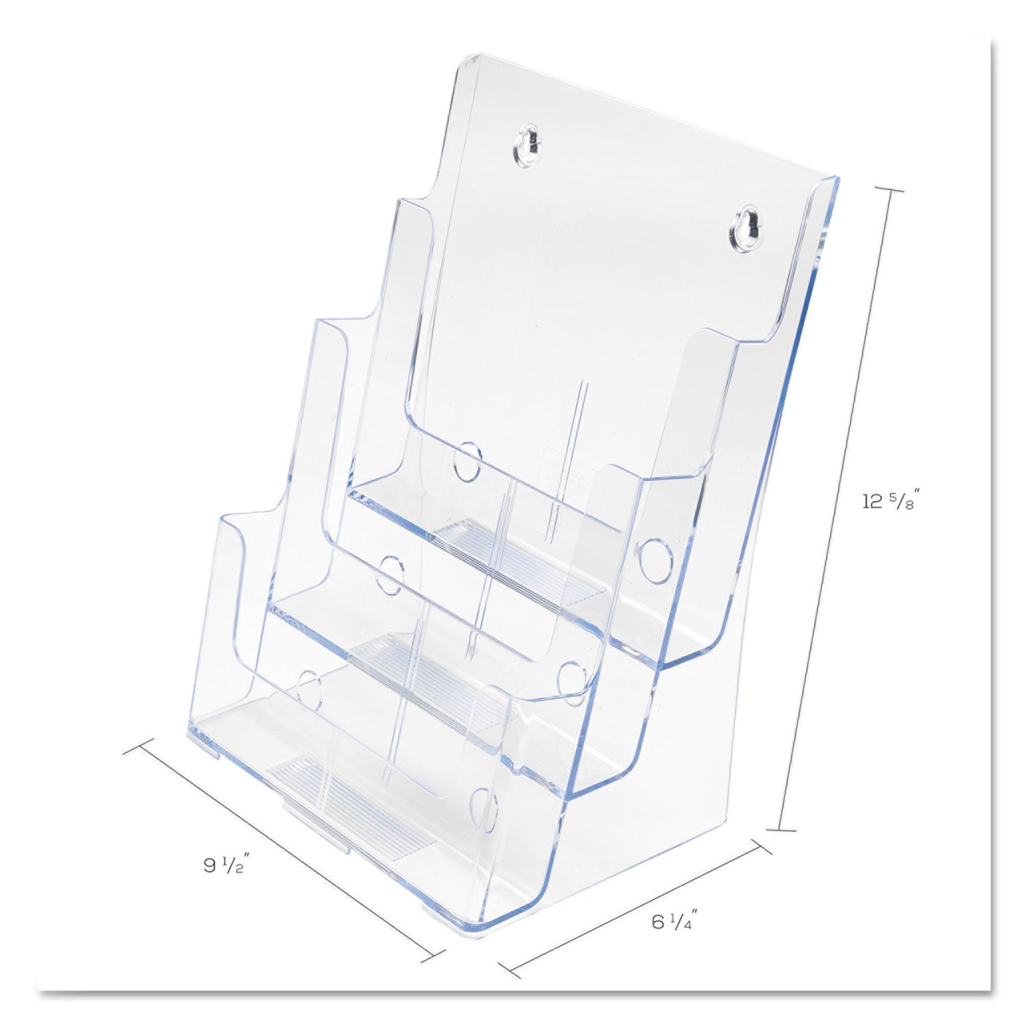 deflecto® 3-Compartment DocuHolder, Magazine Size, 9.5w x 6.25d x 12.63, Clear