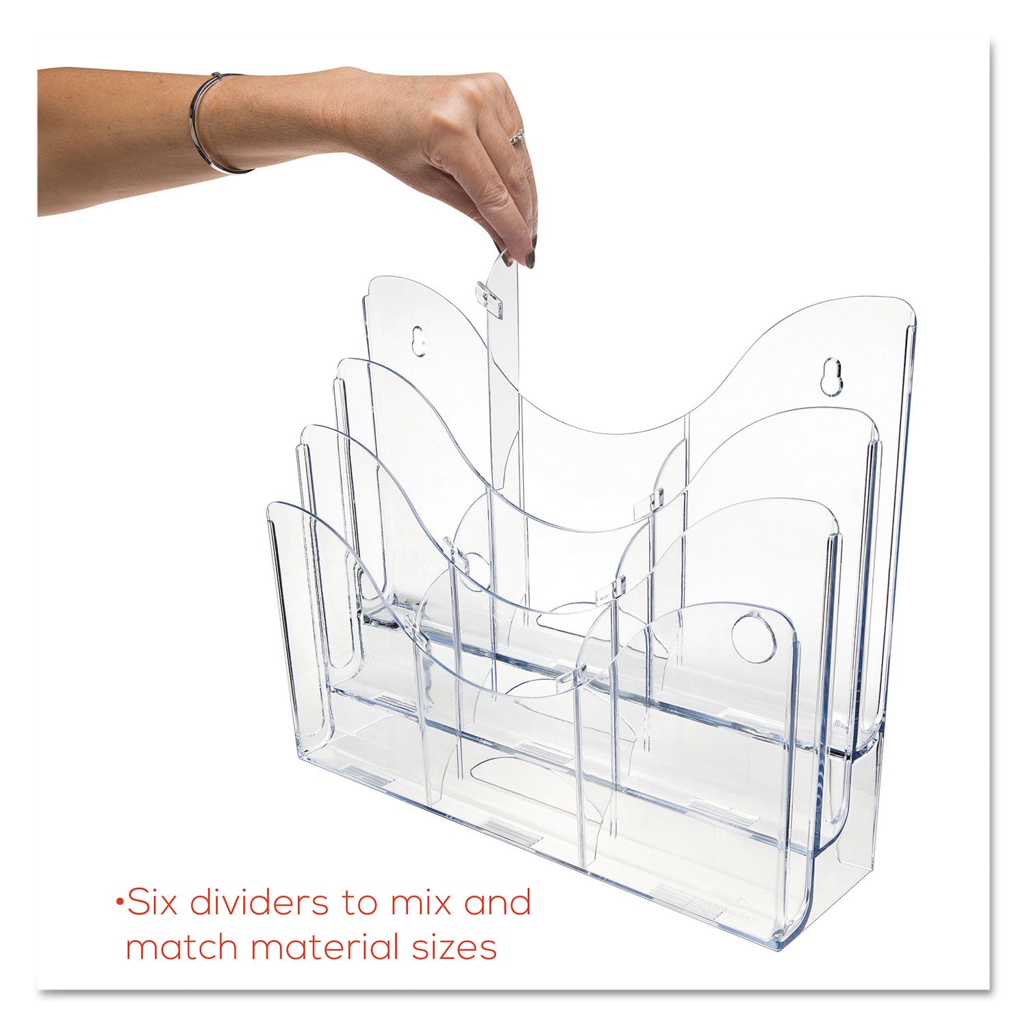 deflecto® 3-Tier Document Organizer w/6 Removable Dividers, 14w x 3.5d x 11.5h, Clear