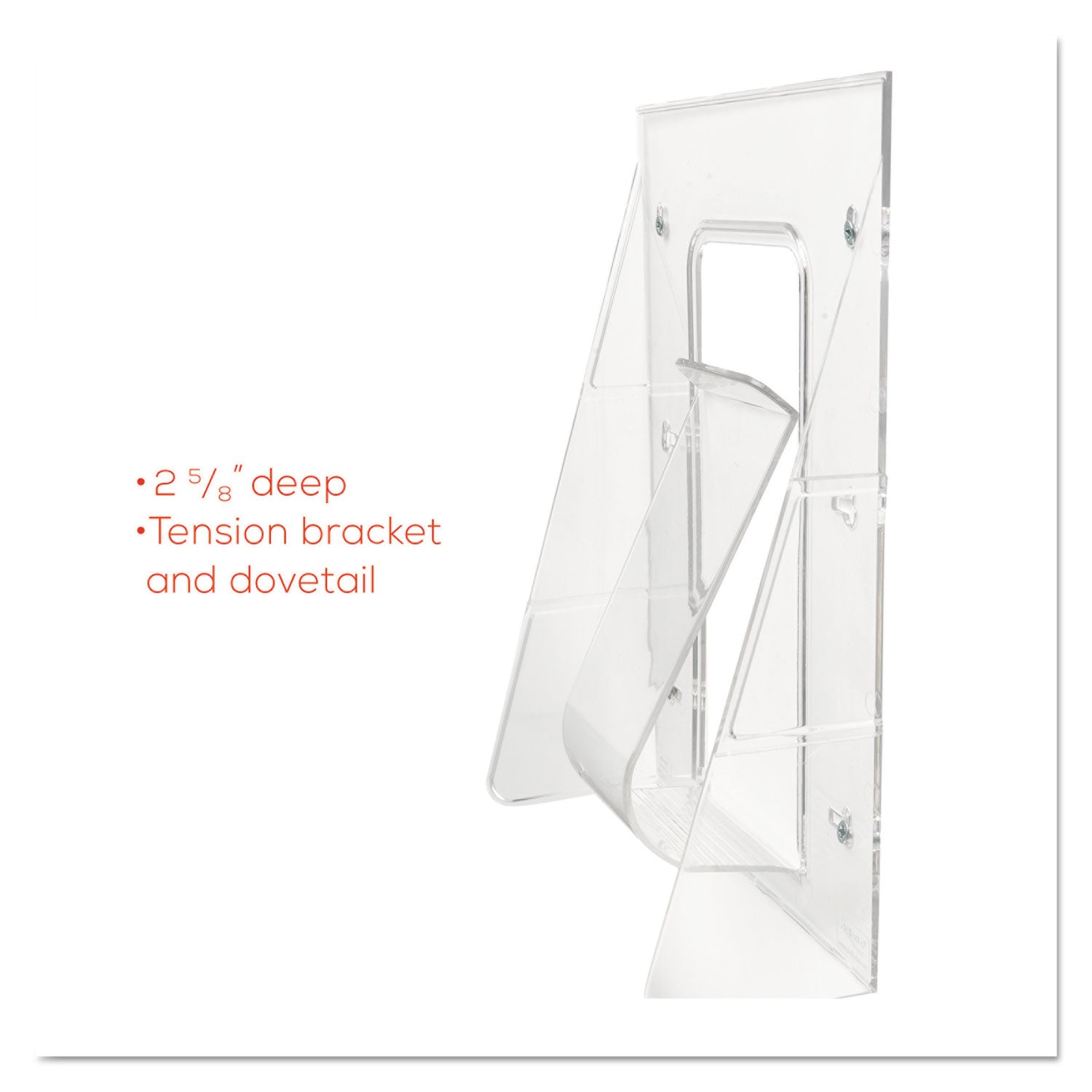 deflecto® Stand-Tall Wall-Mount Literature Rack, Leaflet, 4.56w x 3.25d x 11.88h, Clear