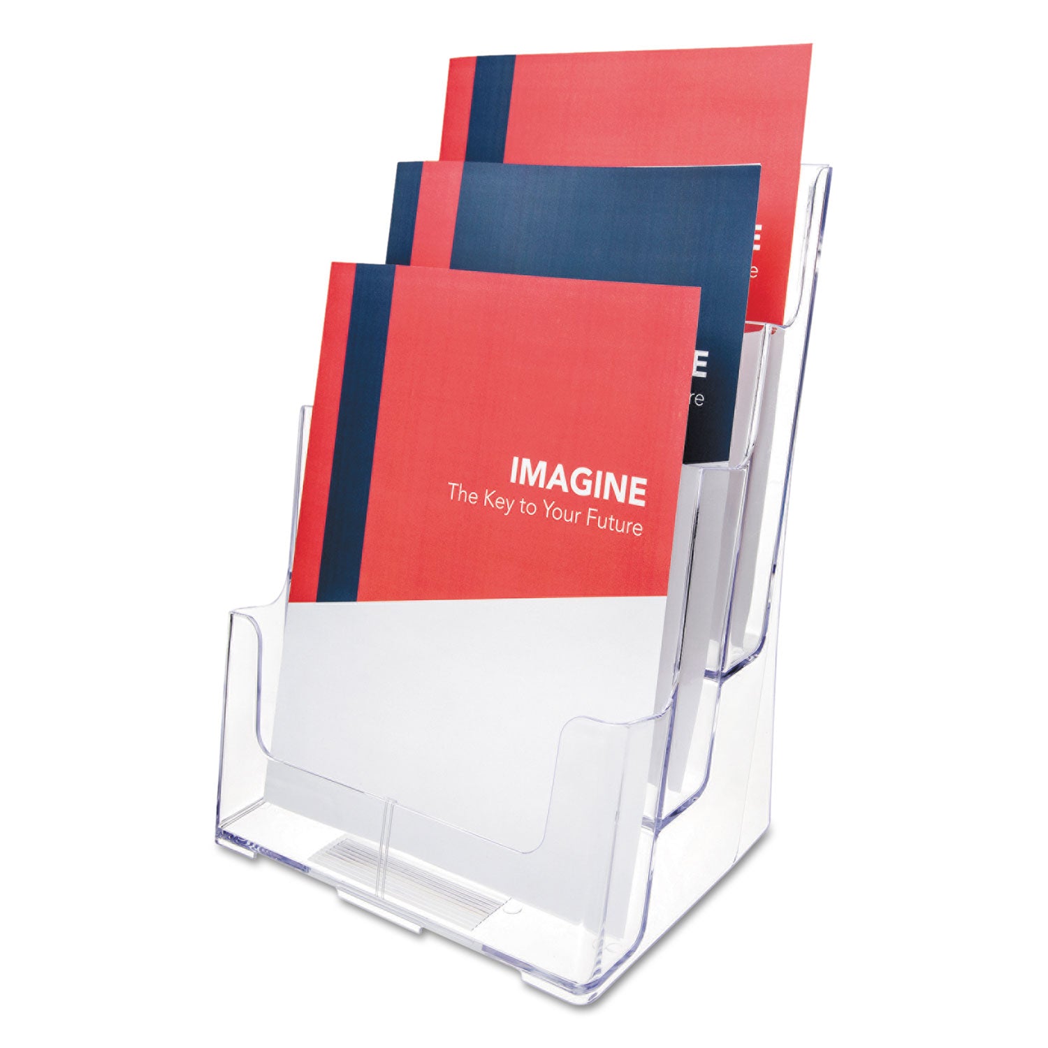 deflecto® 3-Compartment DocuHolder, Magazine Size, 9.5w x 6.25d x 12.63, Clear