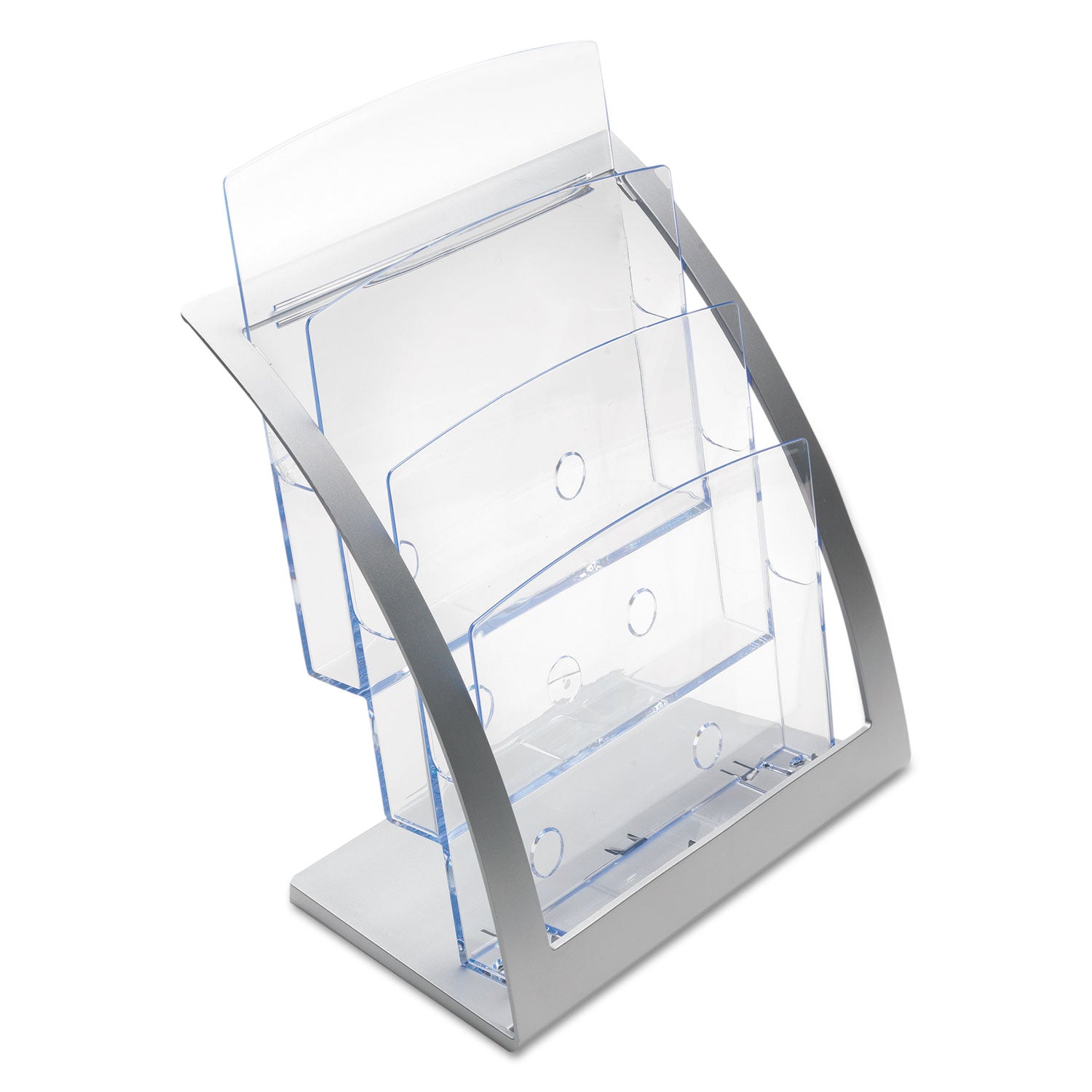 deflecto® 3-Tier Literature Holder, Leaflet Size, 11.25w x 6.94d x 13.31h, Silver