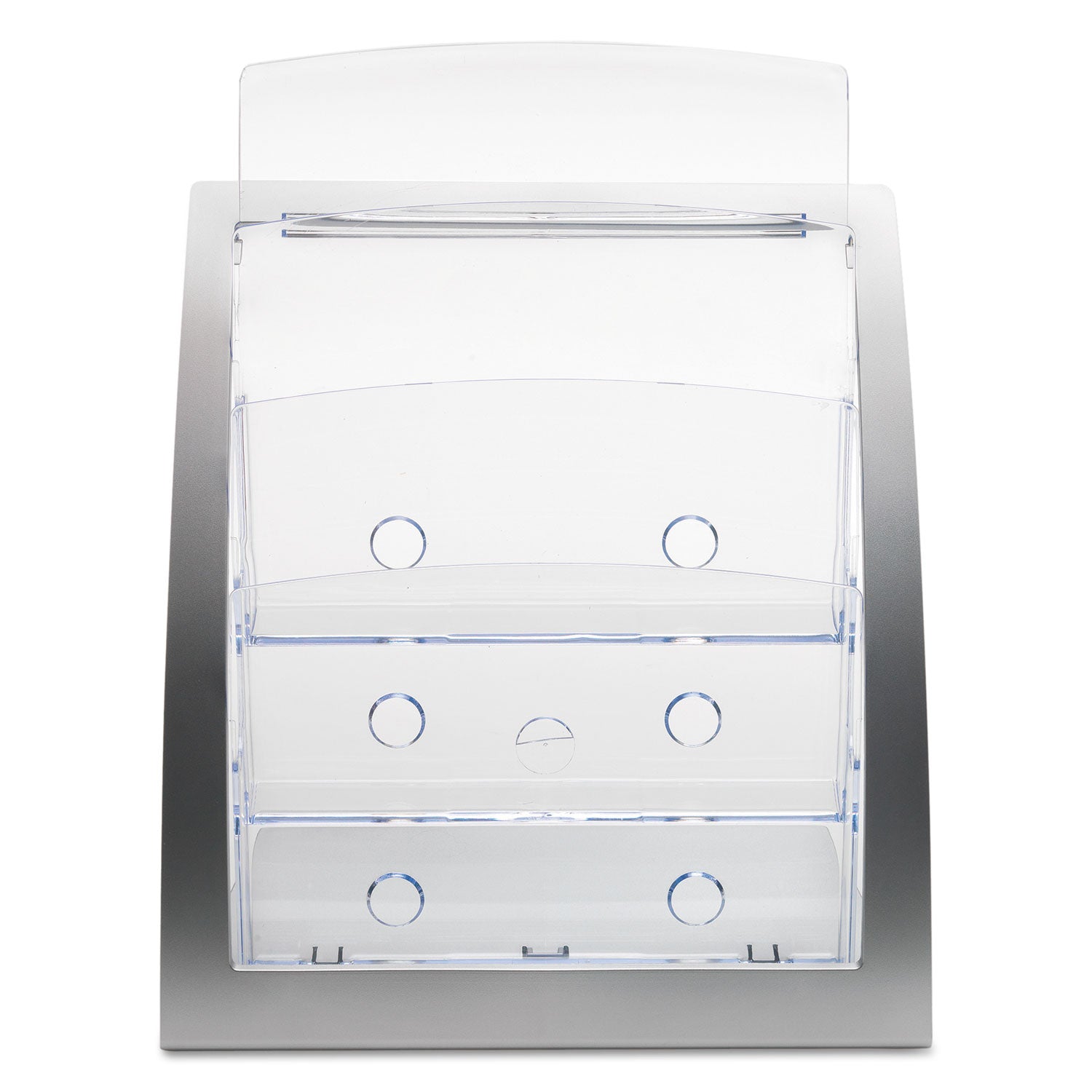 deflecto® 3-Tier Literature Holder, Leaflet Size, 11.25w x 6.94d x 13.31h, Silver