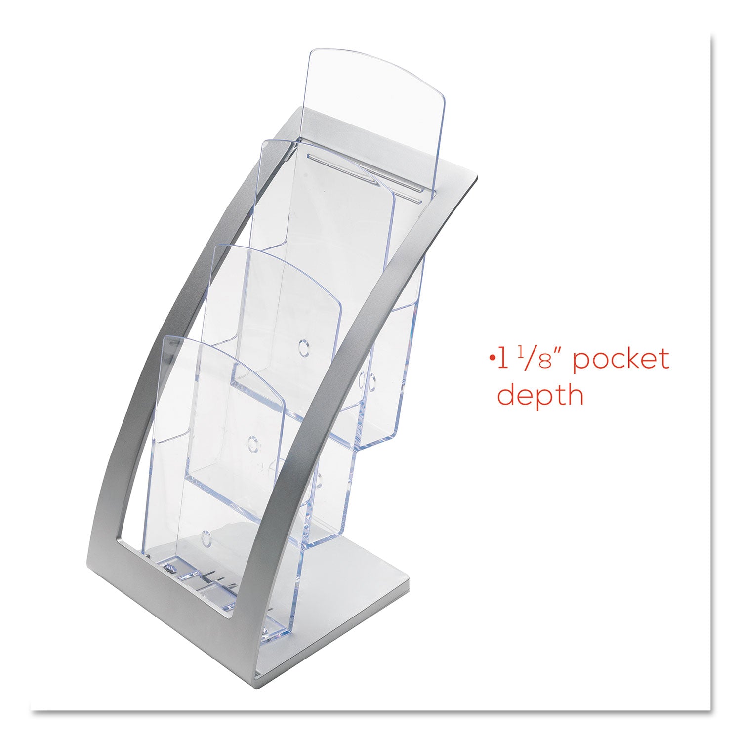 deflecto® 3-Tier Literature Holder, Leaflet Size, 6.75w x 6.94d x 13.31h, Silver