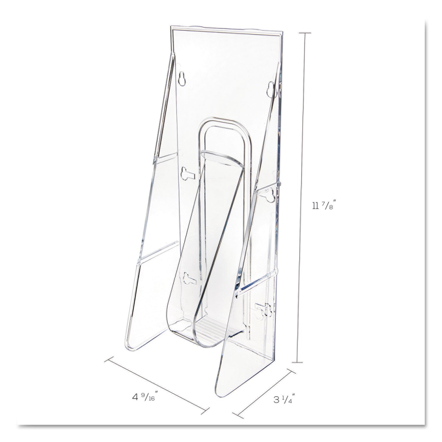 deflecto® Stand-Tall Wall-Mount Literature Rack, Leaflet, 4.56w x 3.25d x 11.88h, Clear