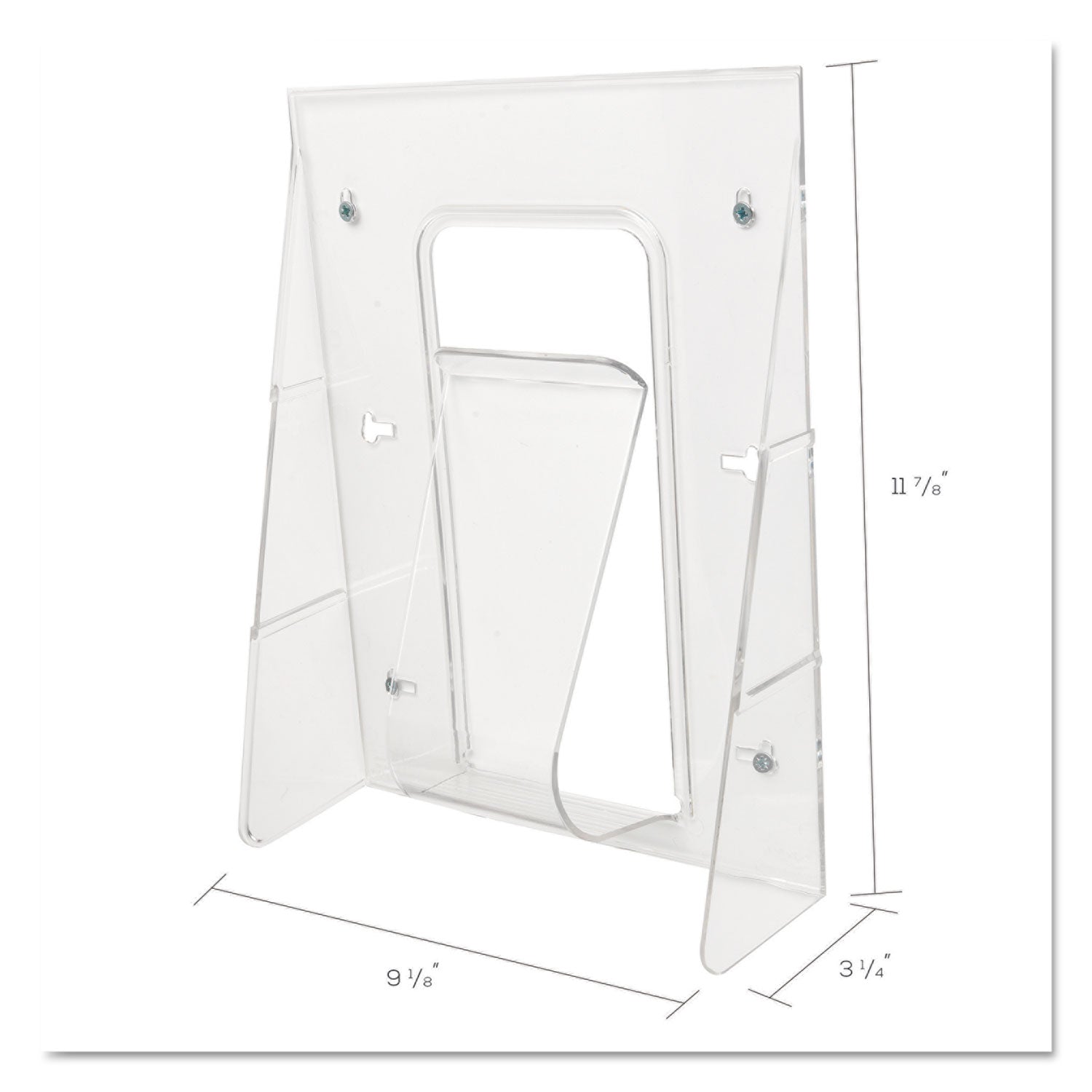 deflecto® Stand-Tall Wall-Mount Literature Rack, Magazine, 9.13w x 3.25d x 11.88h, Clear