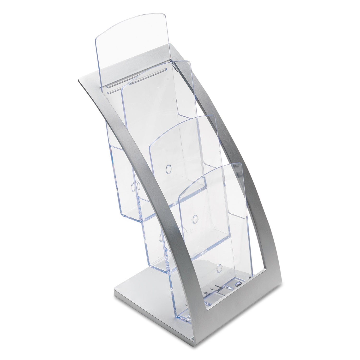 deflecto® 3-Tier Literature Holder, Leaflet Size, 6.75w x 6.94d x 13.31h, Silver